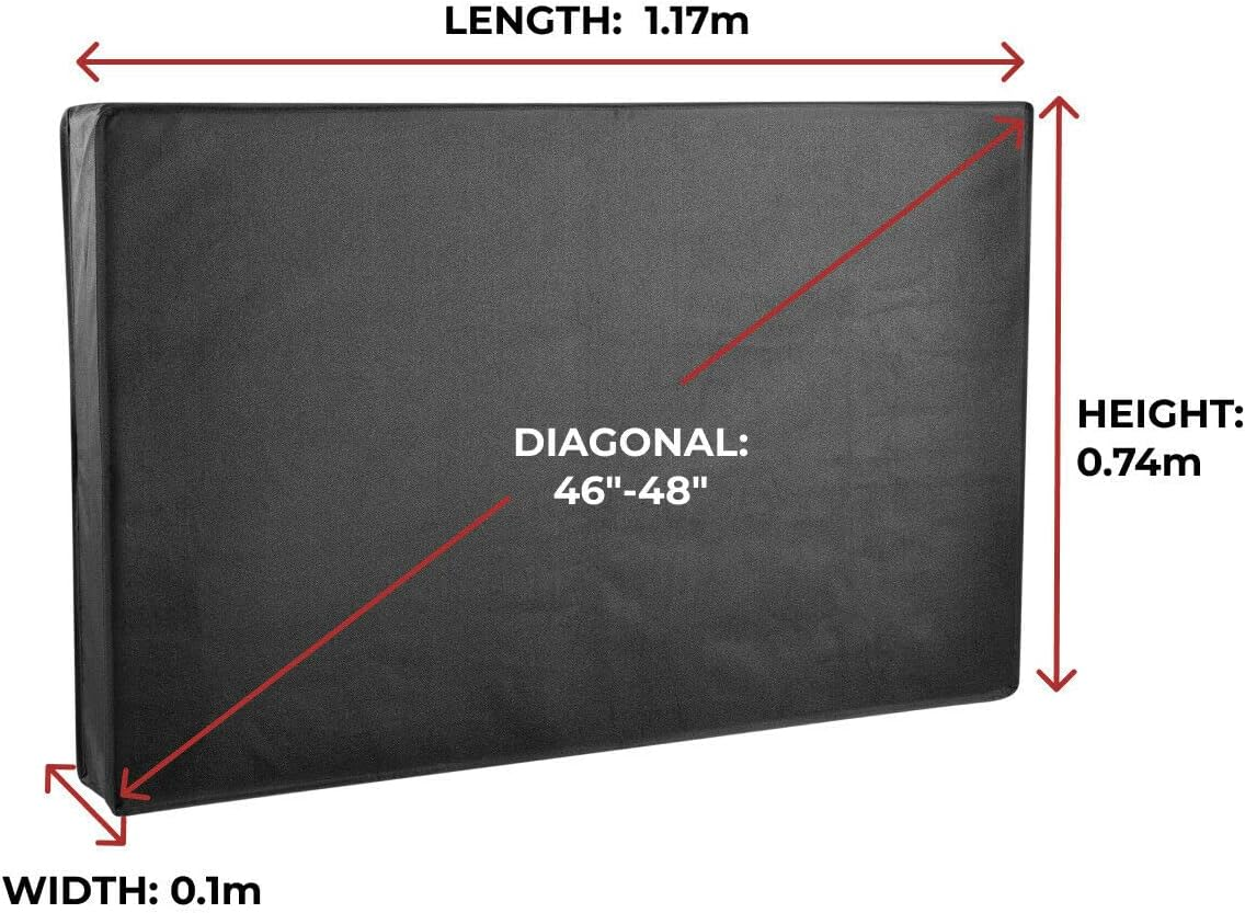 Outdoor TV Cover Waterproof UV Dustproof for Patio Flat Television Cover - Display Screen Protector outside LED LCD OLED HD Screens Tvs Weatherproof Fits 46" 47" 48" Inch (Black), (46" - 48" Inch) image number 1