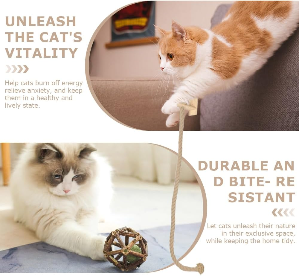 Cat Climbing Rope,Cats Scratching Jute Rope, with Hook,Kitten Scratching Strand,Kitty Entertainment Supplies,Wall Mounted Kitten Climb String,For Indoor Home Pets,Kitling image number 3