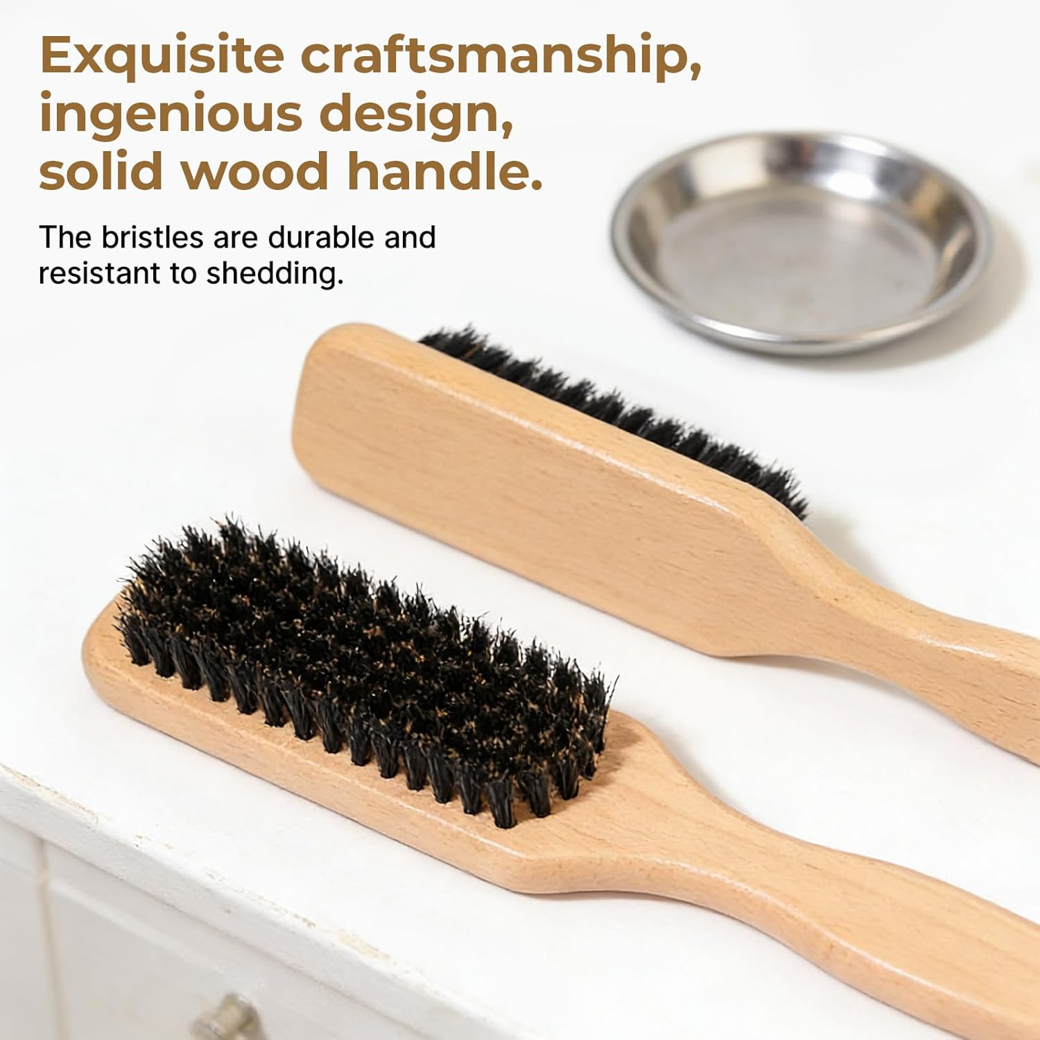 Surnavik Bristle Hair Brush & Beard Brush, Slick Back Smoothing Brush for Daily Grooming, Professional Styling Tool for Salon & Home Use, Hair Oil Distribution image number 1