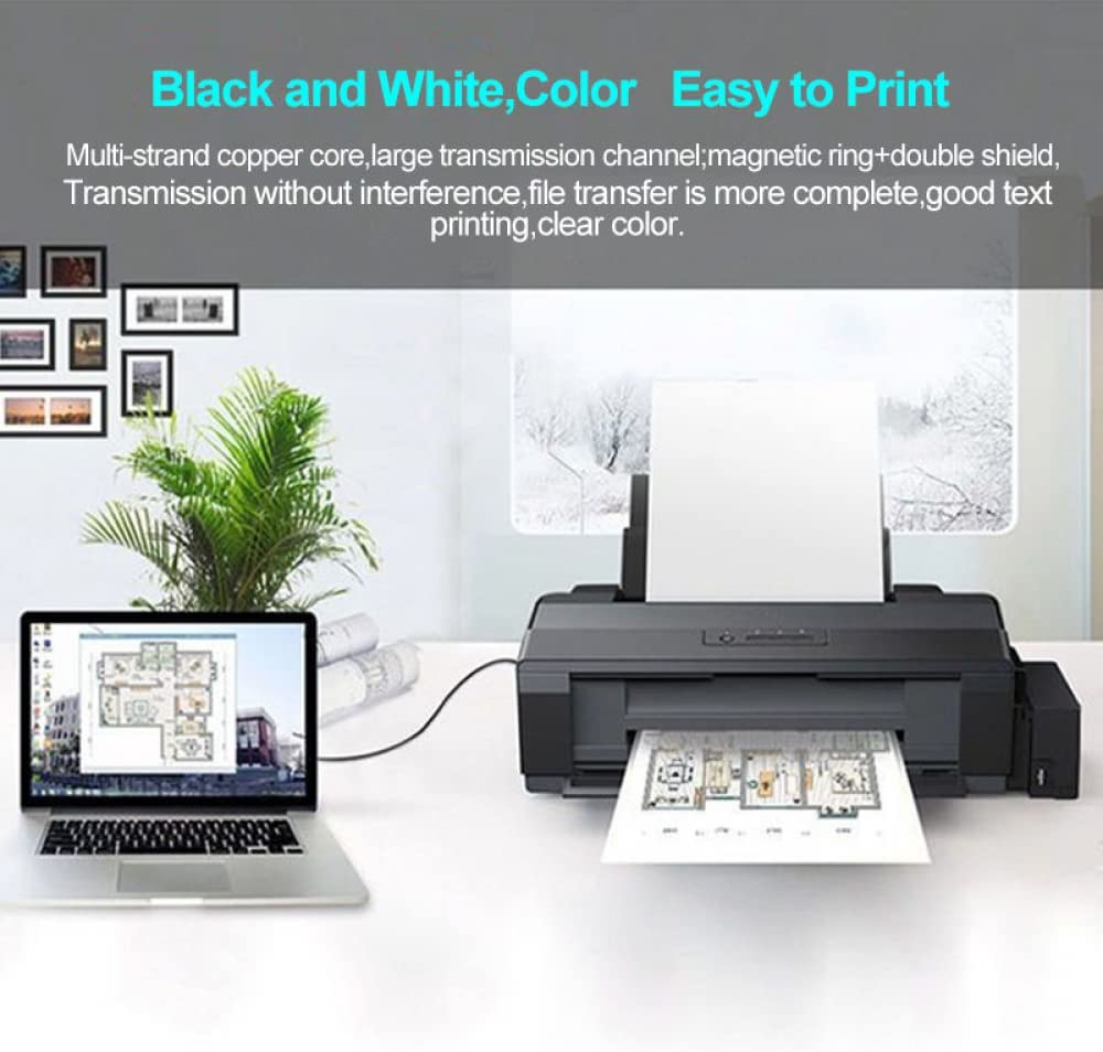 USB Printer Cable, (3M & 5M) USB 3.0 Cable - A-Male to B-Male Cord High Speed Scanner Cord Compatible with Microphones, Dell, HP, Epson, Canon, Lexmark, Xerox, Samsung and More image number 4