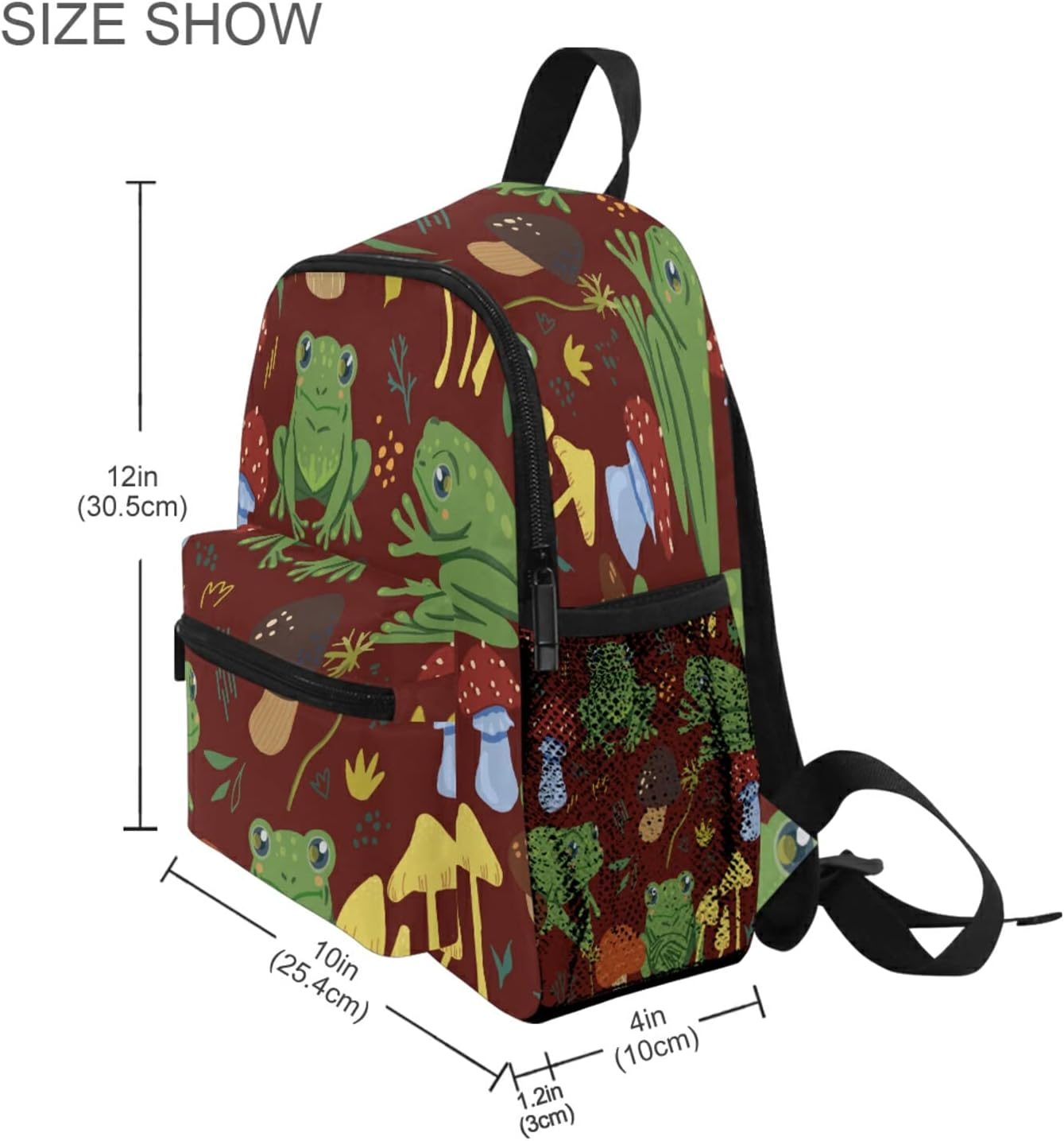 Cute Frogs and Forest Mushrooms Toddler Baby Backpack for Boy'S/Girl'S Cute Children Kindergarten School Book Bag with Chest Strap Cute Frogs and Forest Mushrooms, One image number 1