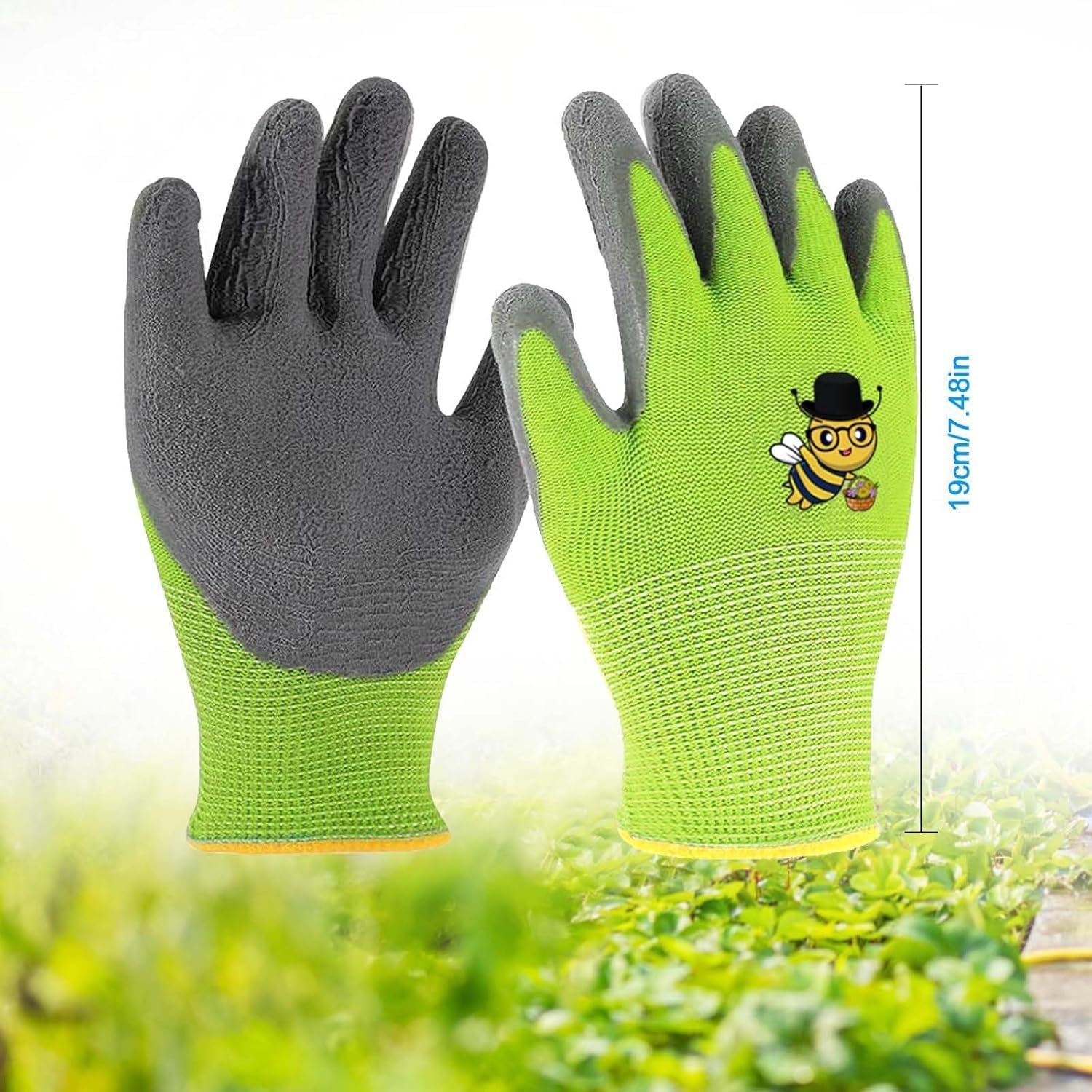 Eukyplace Kids Gardening Gloves (3 Pairs), Work Gloves Made of Latex, Non-Slip Gardening Gloves, Suitable for Children Aged 3-9, for Beach Blay, Picking Fruits and Vegetables(Cyan+Pink+Green) image number 2