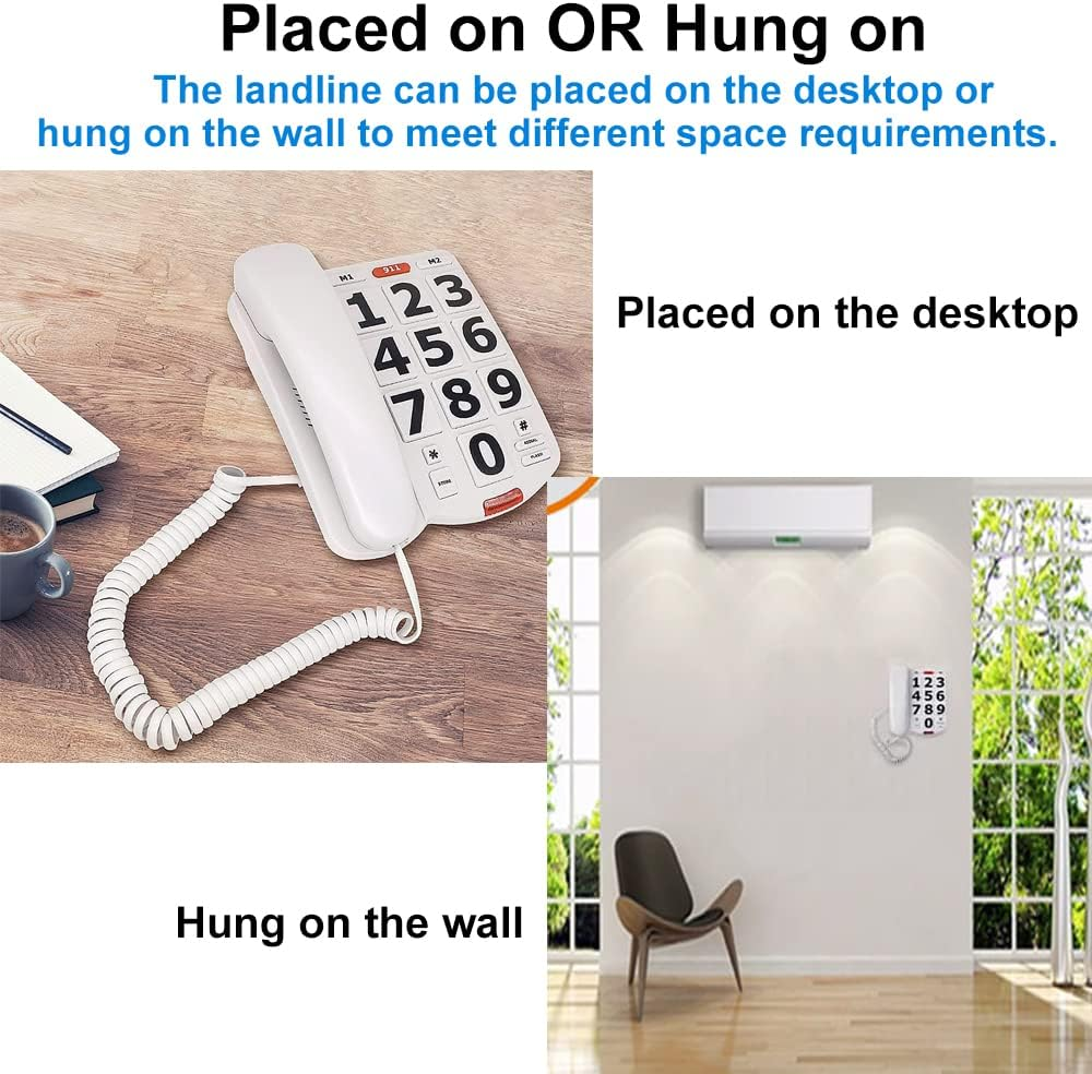 Landline Phone for Seniors, Big Button Phones for Visually Impaired Seniors, with Extra Loud Ringer, Large Easy Buttons, Emergency House Phones image number 6