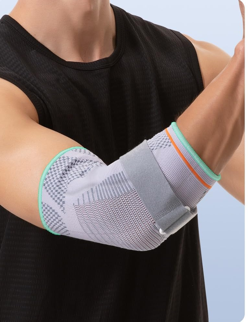 Venom Strapped Elbow Brace Compression Sleeve - Elastic Support for Tendonitis Pain Tennis Elbow Golfer'S Elbow Arthritis Bursitis Basketball Baseball Golf Lifting Sports Men Women (Grey, M -1 PC) image number 5