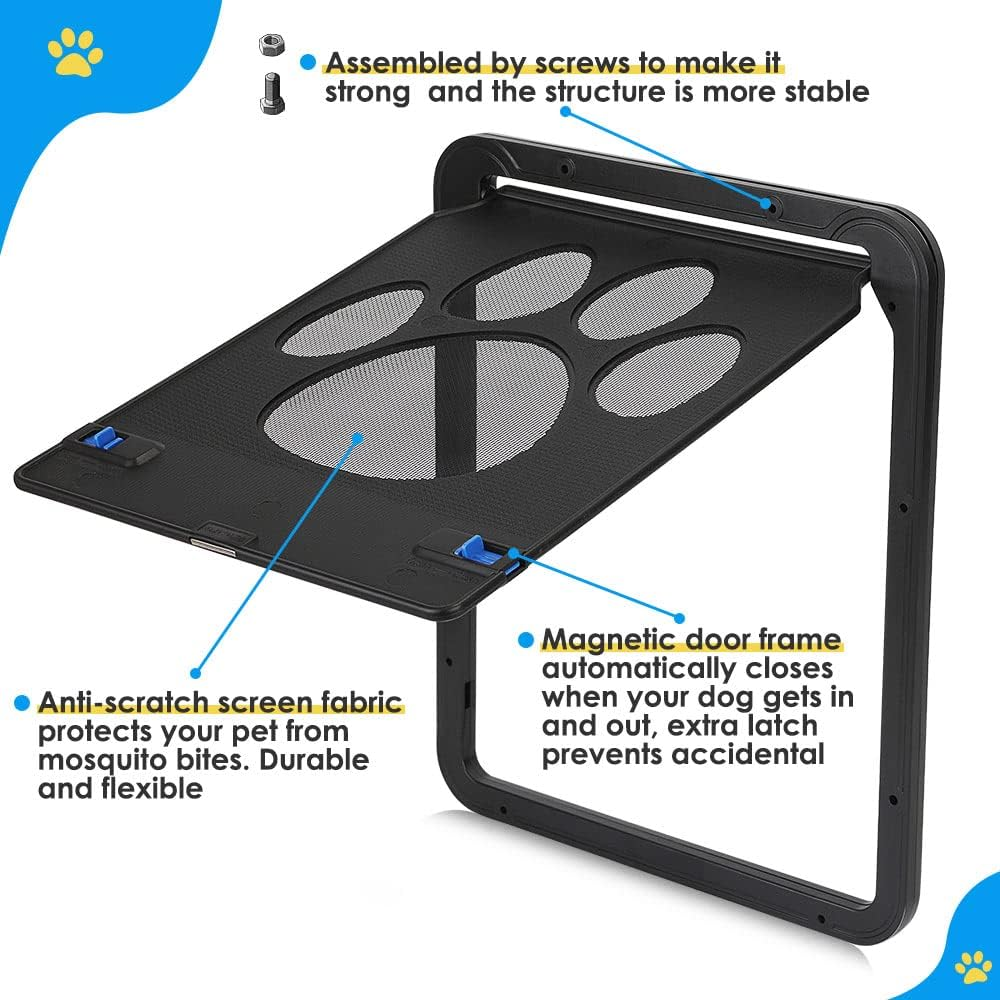 Slowton Dog Screen Door - Lockable Dog Door with Magnetic Closure, Simple Installation Durable Safety Barrier for Sliding Door for Puppy Cat for Indoor Outdoor Balcony Garden image number 2