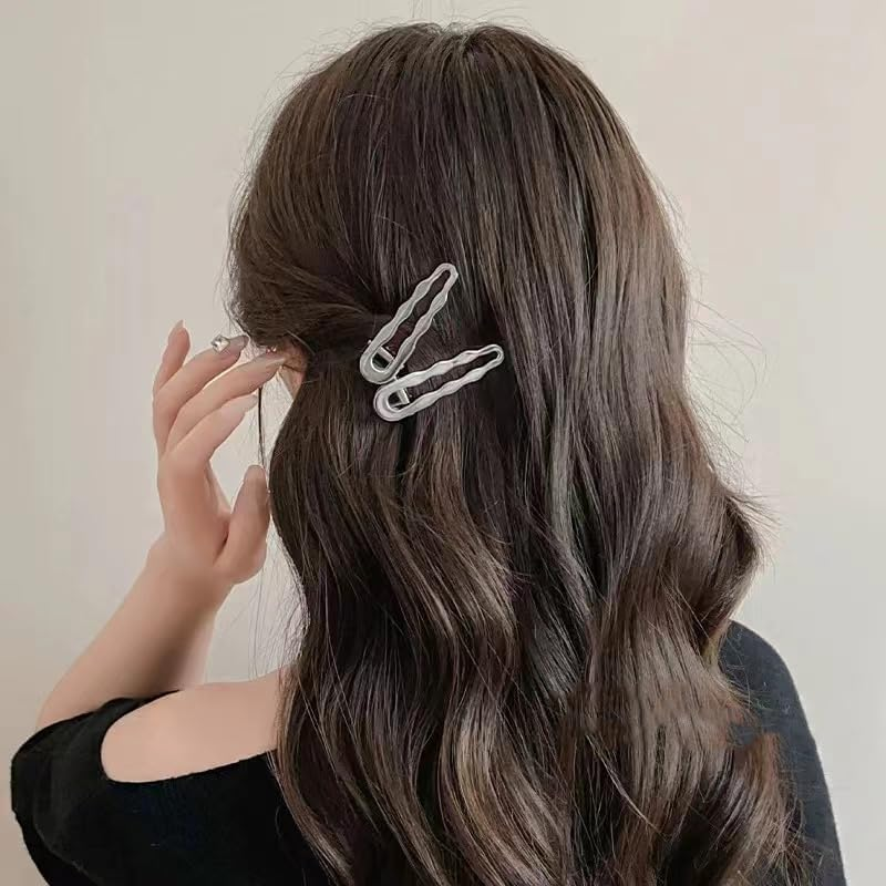 Silver Alligator Hair Clips Y2K Metal Clips for Hair Alligator Barrettes Duck Billed No Bend Hair Clips for Women Girls No Crease Hair Pins Hairpins Hairclips 10 PC Minimalist Hair Accessories - Silver image number 5