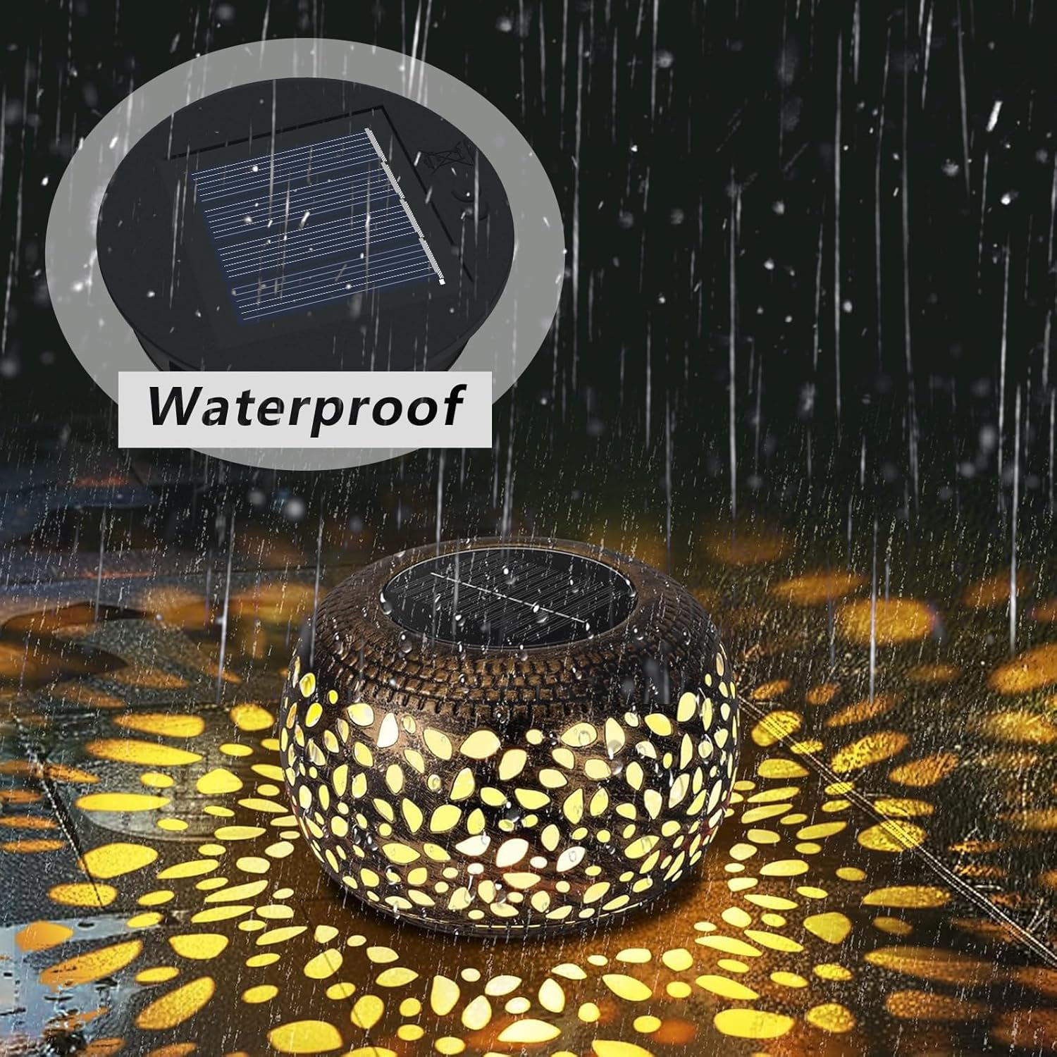 Solar Light Replacement Top 2 Pack (Top Size 8Cm, Bottom Size 7Cm) LED Solar Lantern Light Lids Outdoor Waterproof Replacement Solar Light Tops Warm White LED image number 4