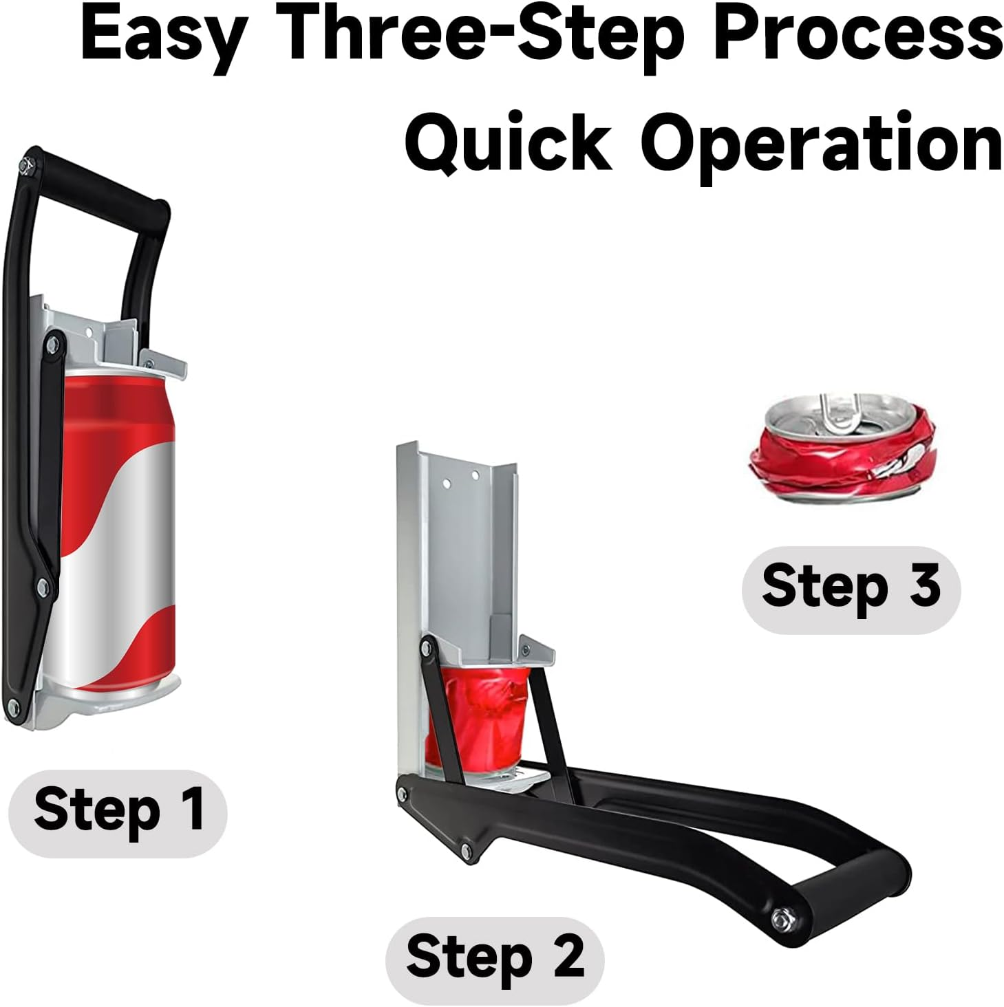 Metal Can Crusher, Can Crusher, Bottle Opener, Aluminum Can Crushers, Heavy Duty Wall Mounted Smasher, Can Opener and Crush Bottle Two in One, Recycling Tool for Aluminium Seltzer, Soda (Gray) image number 5