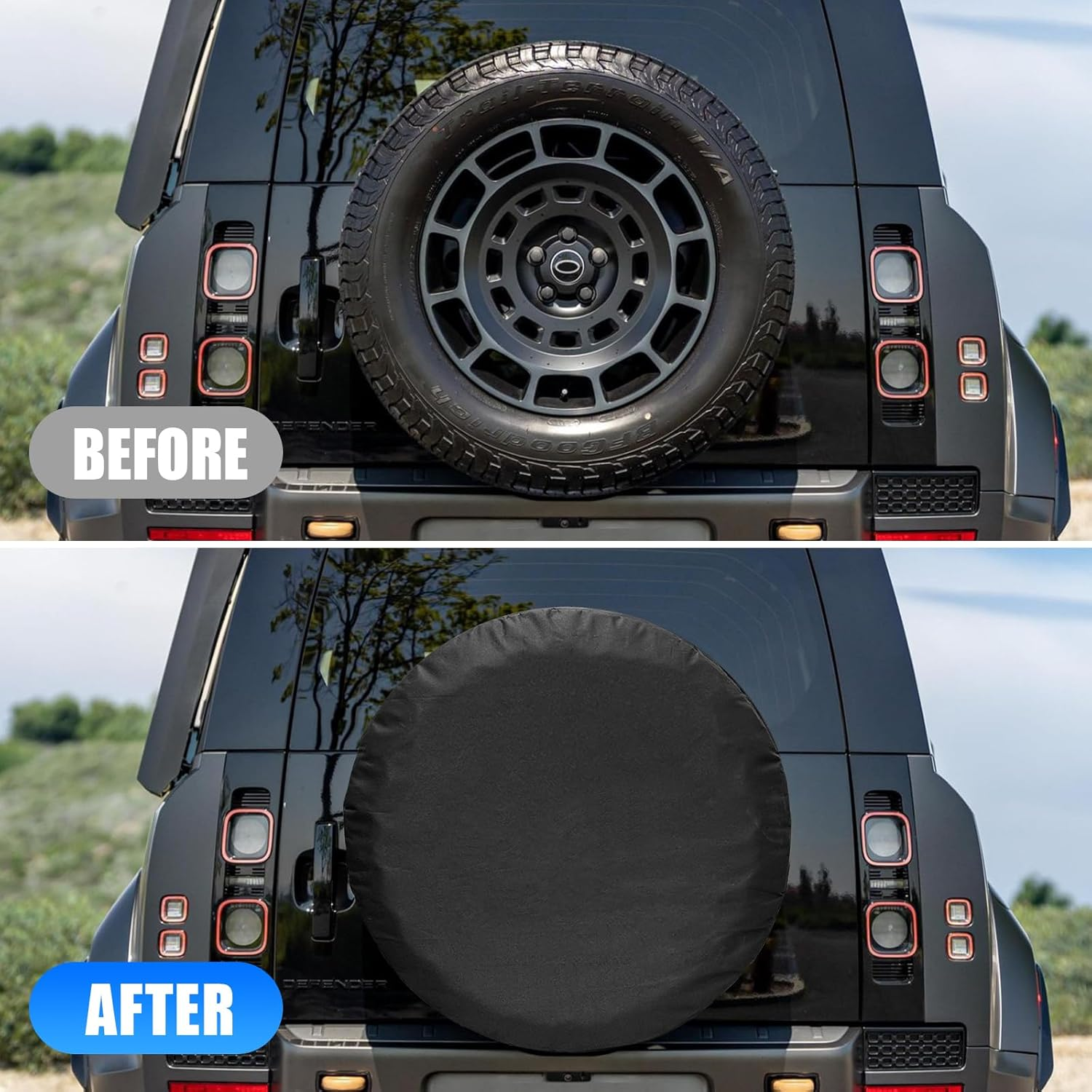 Spare Tire Cover Compatible with 2020-2025 Land Rover Defender 90 110 130, Polyester Spare Tyre Wheel Protector Exterior Accessories