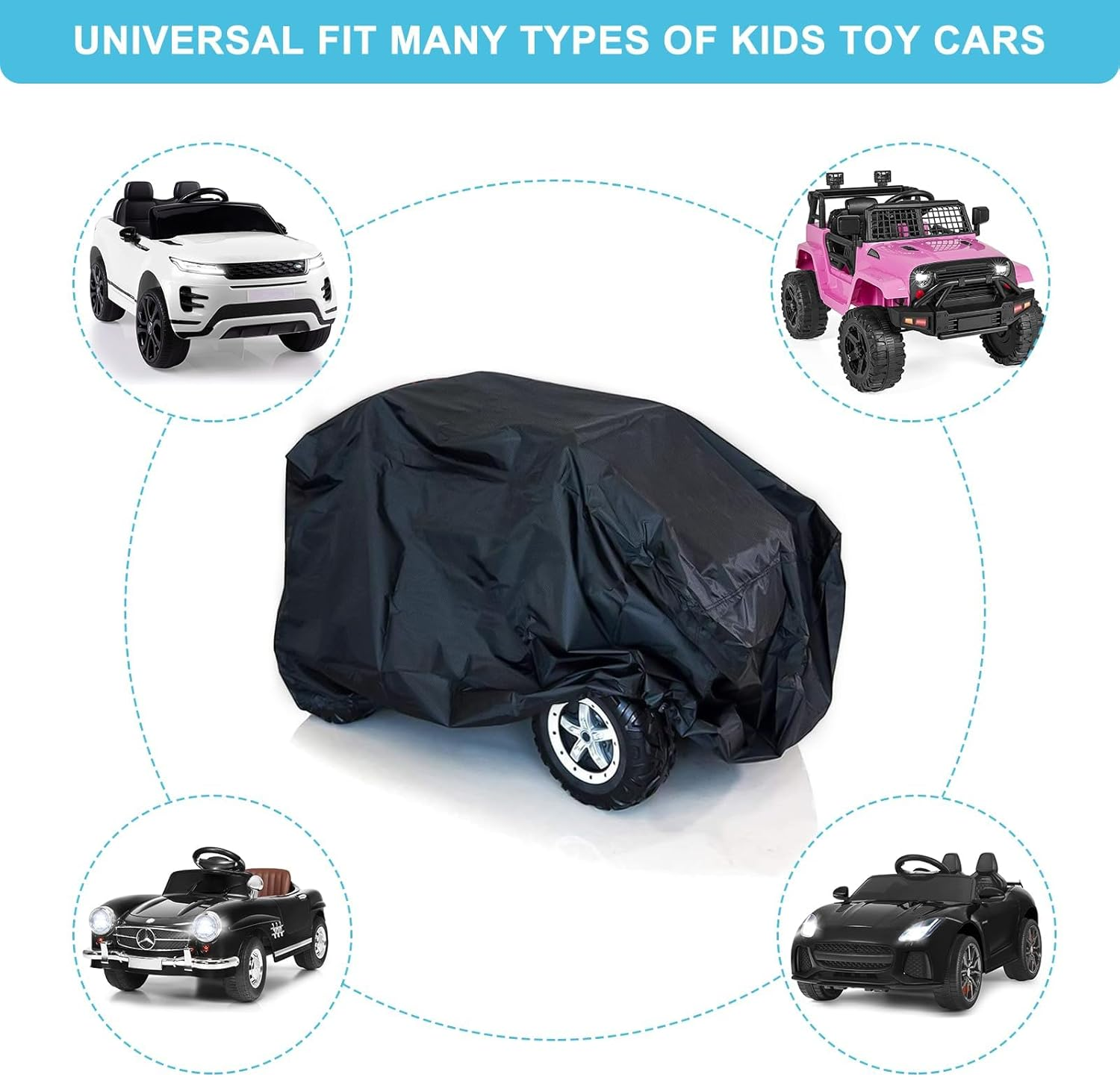 Kids Ride-On Toy Car Cover, Outdoor Wrapper Resistant Protection for Electric Battery Powered Children Wheels Toy Vehicles - Universal Fit, Water Resistant image number 1