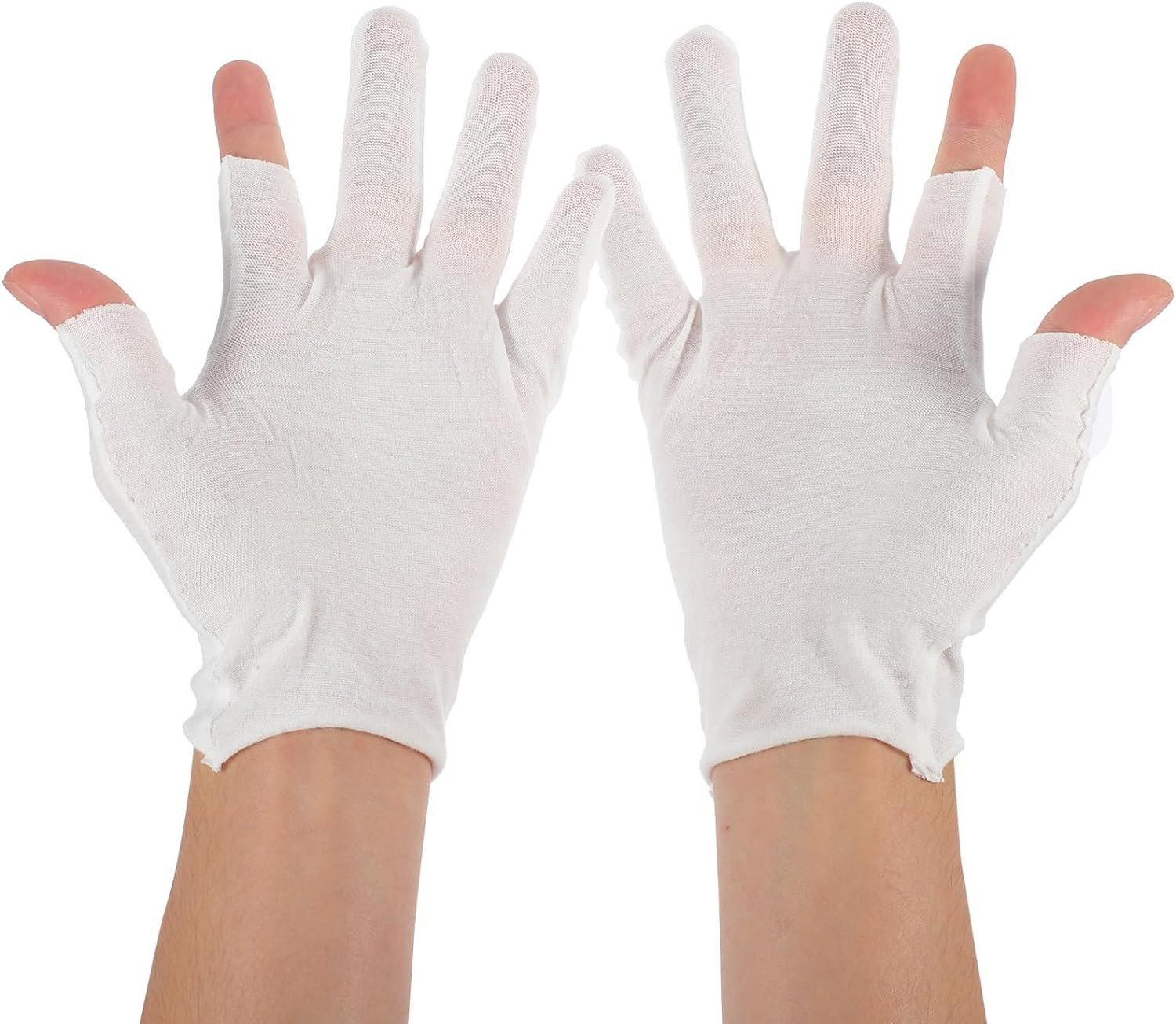 Moisturizing Gloves Overnight, 12 Pairs Fingerless Cotton Gloves for Dry Hands White Cotton S for Men Women Washable Spa Inspection S image number 6