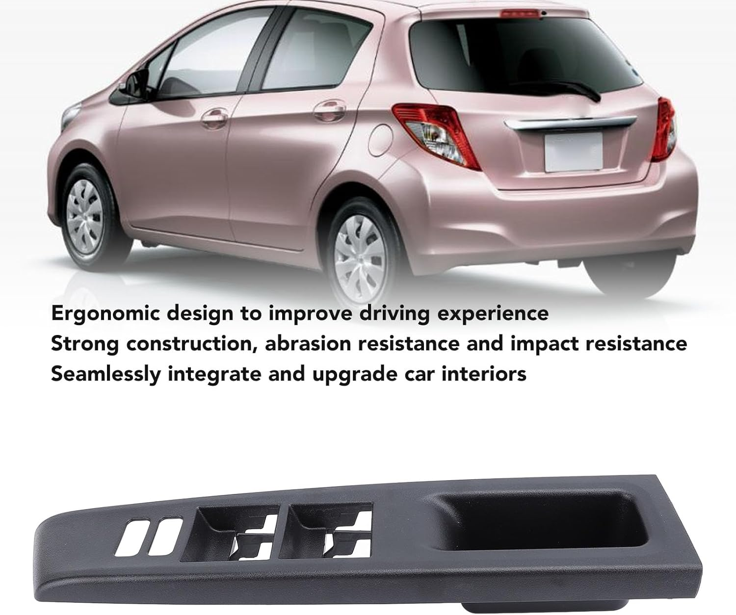 Front Armrest Upper Panel for Yaris 2012-2014 for Vitz 2010-2014, ABS Car Front Door Panel Armrest Cover, Ergonomic Door Window Switch Bezel Cover (Right: 74231 52630 C0) image number 5