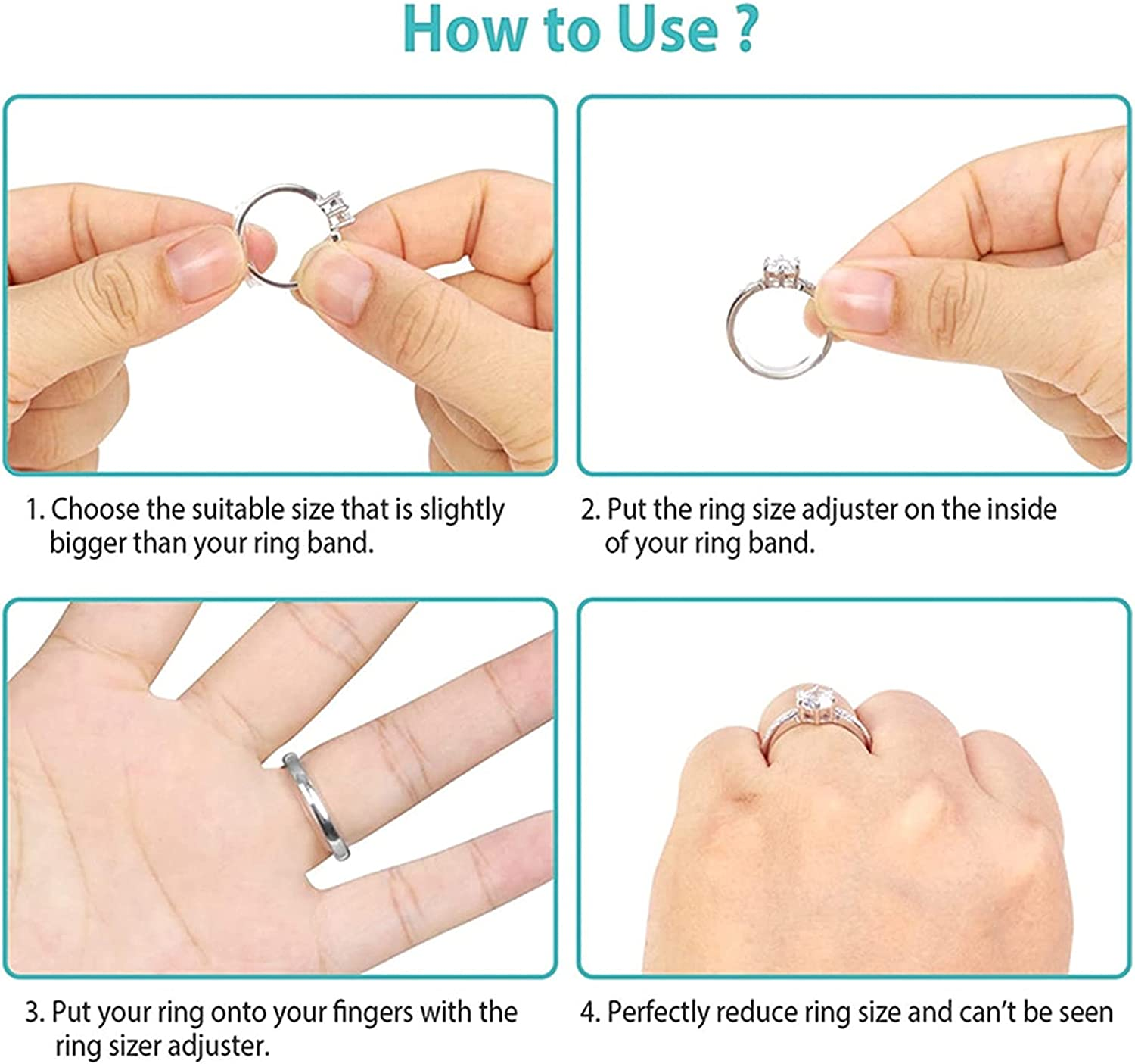 [16 Packs] Ring Size Adjuster Invisible Ring Size Adjuster for Loose Rings Ring Adjuster Size Fit Any Rings Ring Guard Spacer (8 Sizes)