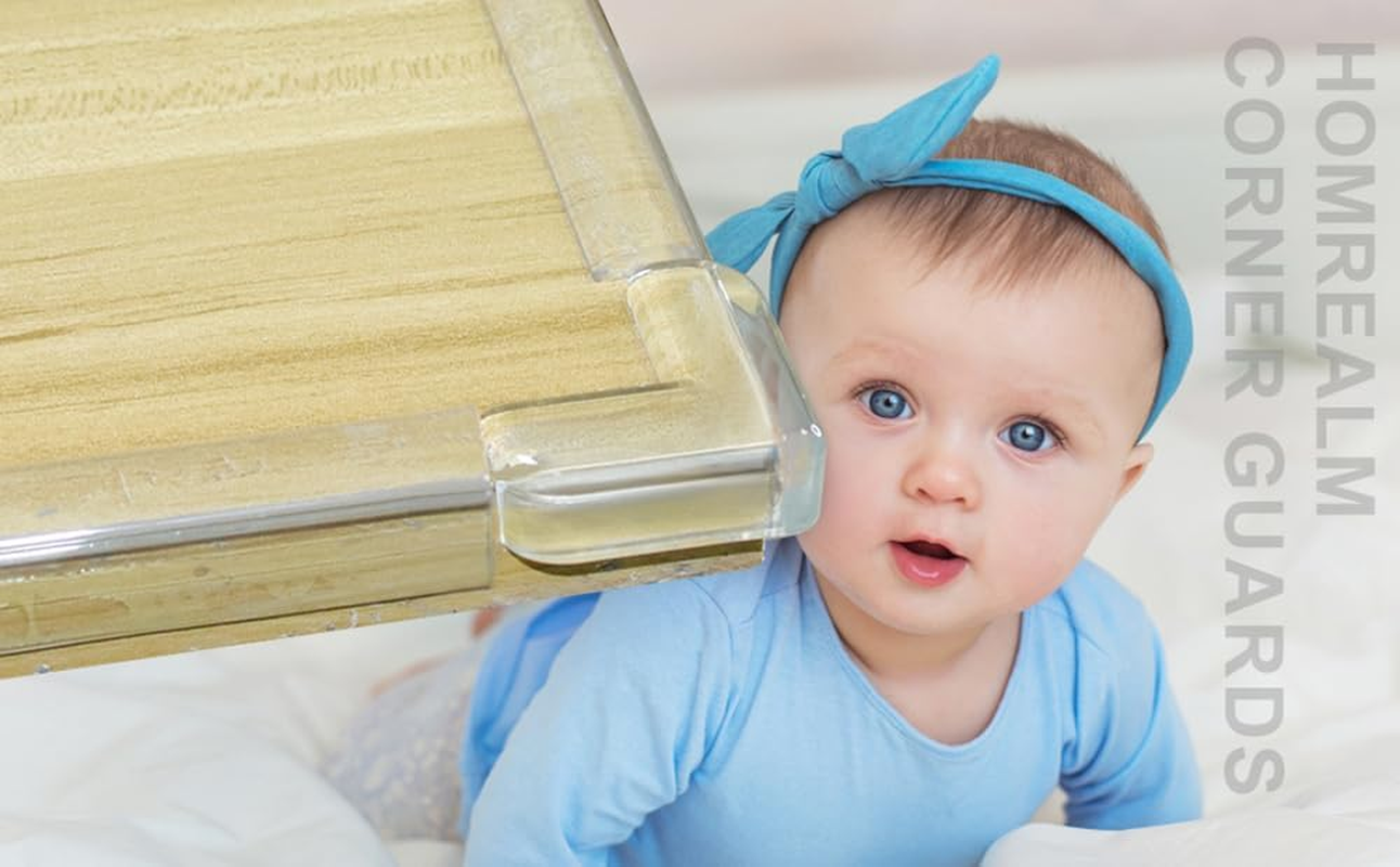 Baby Proofing Corner Guards - 12 Pack L Shape Furniture Safety Bumpers for Sharp Edges, Table & Furniture Corner Covers Protectors with Cushion - Easy Installation for Childproofing