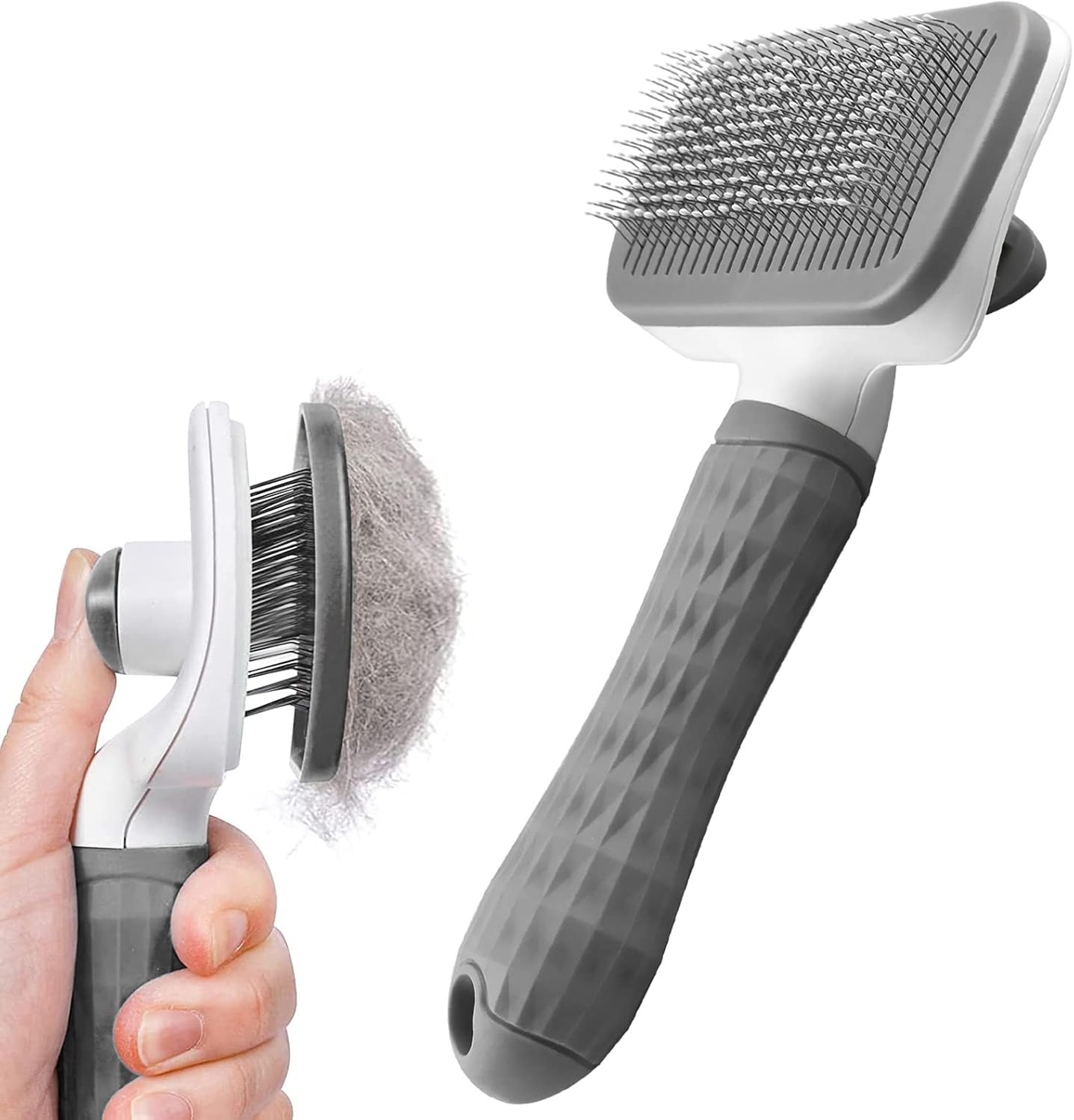 Dog Brush Cat Brush Grooming Comb,Self Cleaning Cat Dog Slicker Brushes with Smooth Handle,Pet Grooming Tool with Cleaning Button for Cat Dog Shedding Tools Cat Dog Massage Clean Tangled Brush image number 2