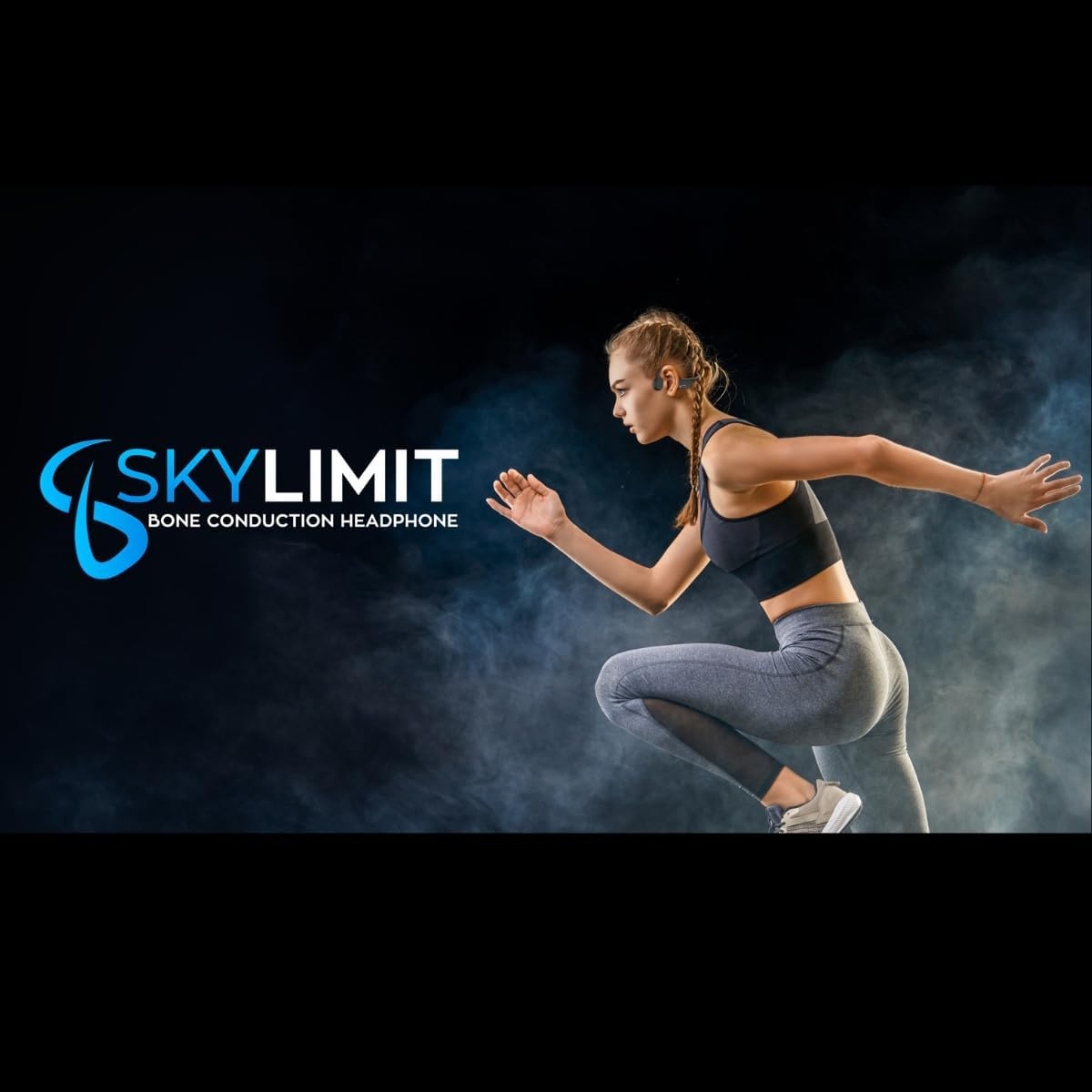 Sky Limit Openrun Bone Conduction Sports Headphones, Bluetooth Wireless Earphones with Mic, 8H Playtime, Open-Ear Waterproof Headset for Running, Workout, Driving (Cosmic Black) image number 2