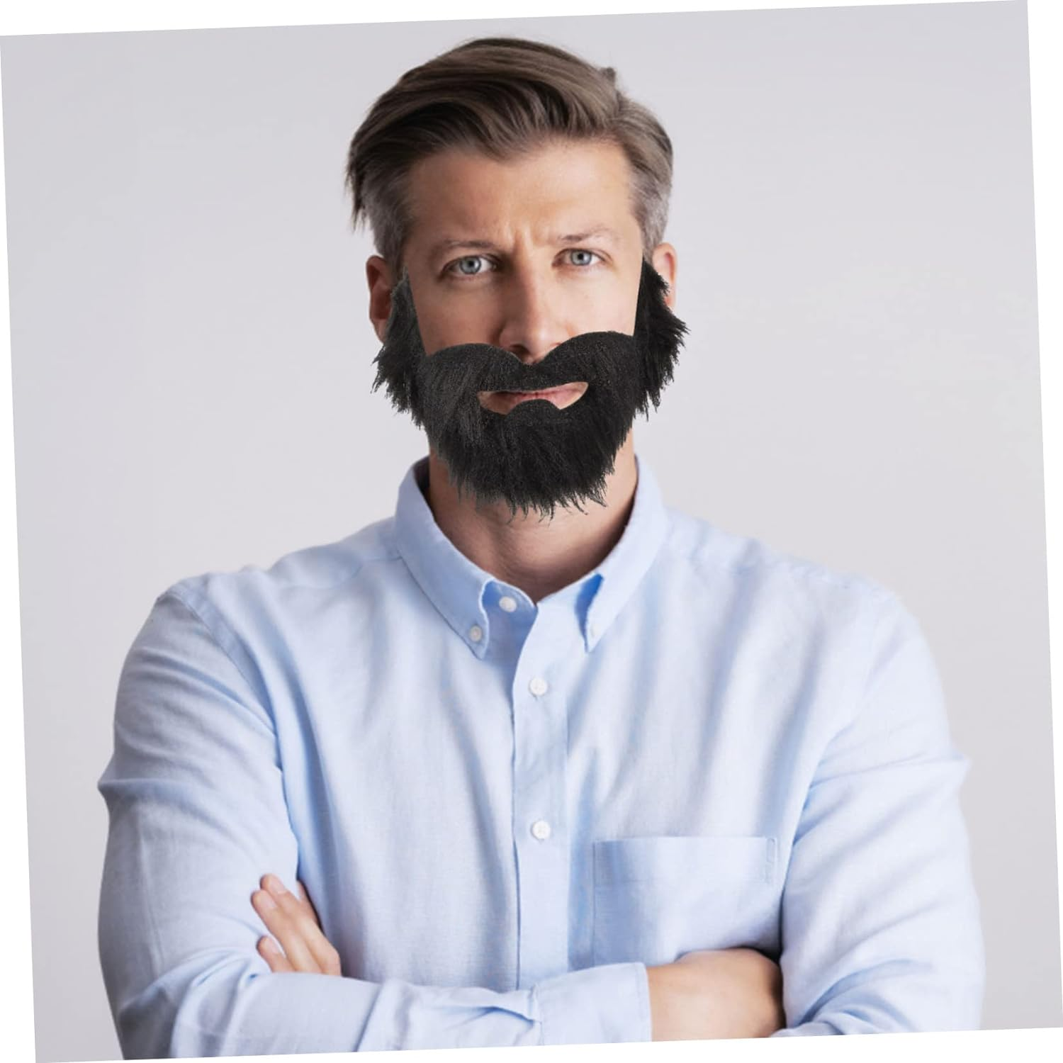 Dense Fake Beard Elastic Band 2Pcs Mustache Toy for Party Halloween Decor Cosplay Fun Props image number 6