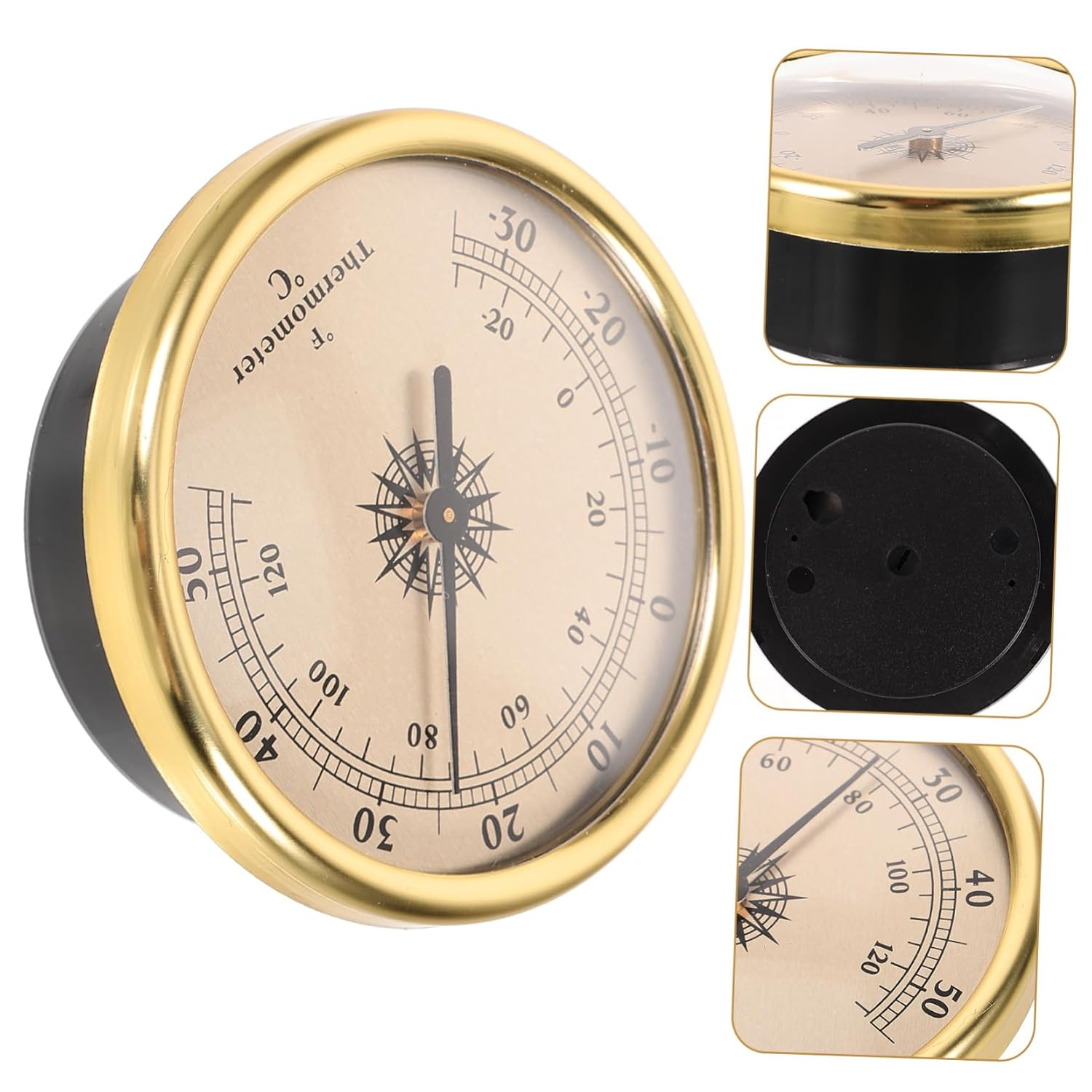 Wall Mounted Indoor Thermometer and Temperature Gauge for Home Use Small round Metal Temperature Meter Fahrenheit Display Weather Station Tool image number 5