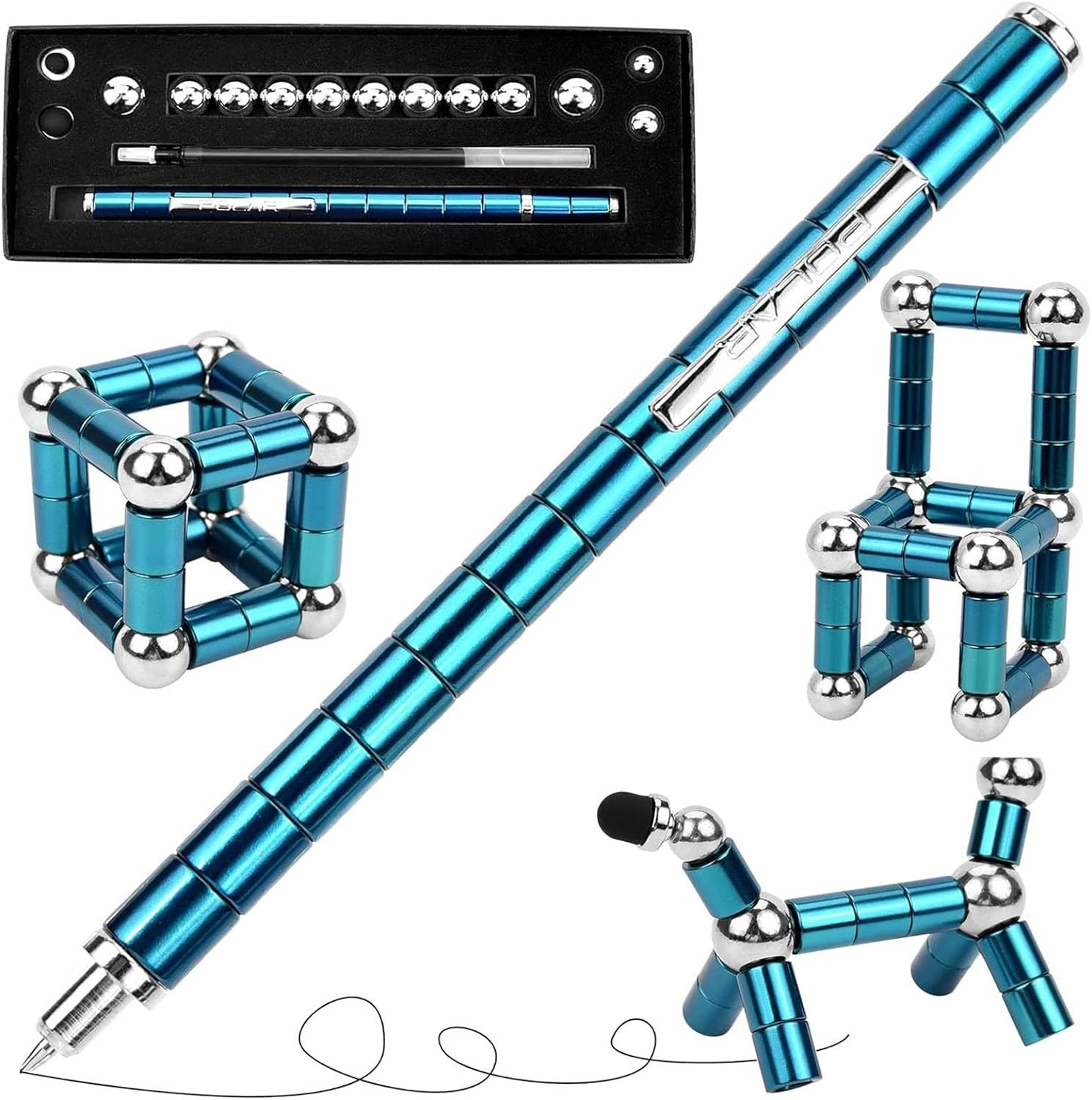 Cool Fidget Gel Pens, Fun Writing Ballpoint Pen, Birthday for Him Mens Unique Gadgets, Novelty Easter Basket Stuffers for Men Teenage Boys (Blue)