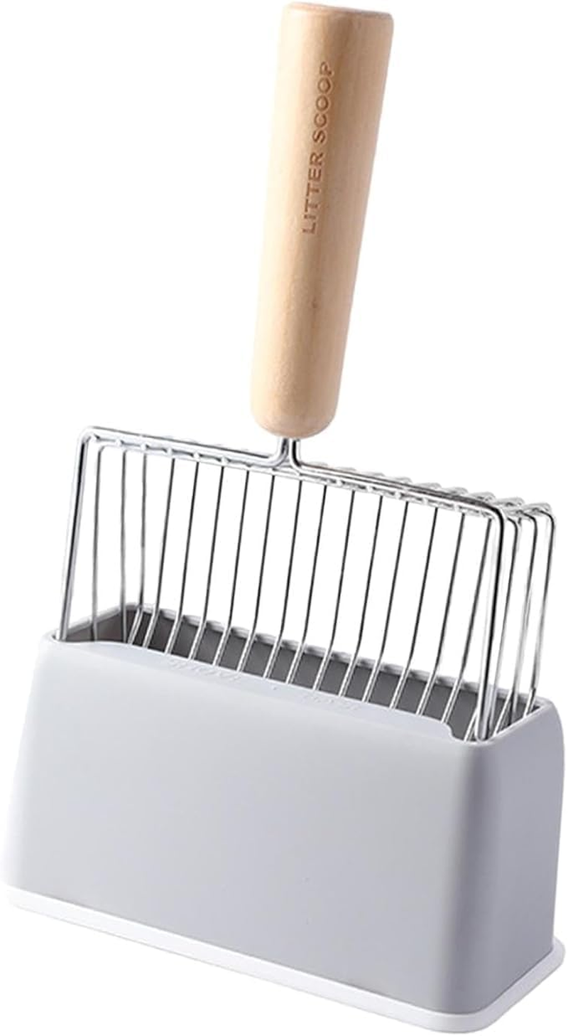 Kitty Litter Scoop ， Cat Litter Scoop Cat Litter Scoop with Holder for Reduces Dust Fast Sifting, Grey (Grey)