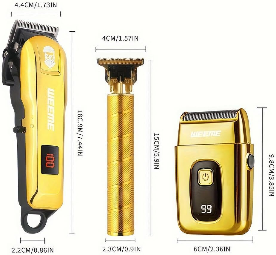 Pro Men Barber Set Hair Clippers Beard Trimmer Cordless Body Beard Shaver Trimme image number 3