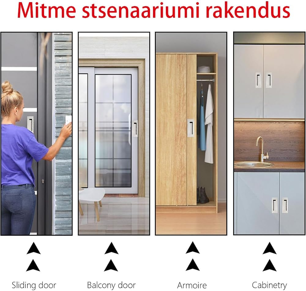 2 Pack 150Mm Flush Sliding Closet Door Pulls,Pocket Doorpull,Brushed Stainless Steel Rectangular Door Pulls Hardware for Sliding Barn Bypass Door Handles image number 2