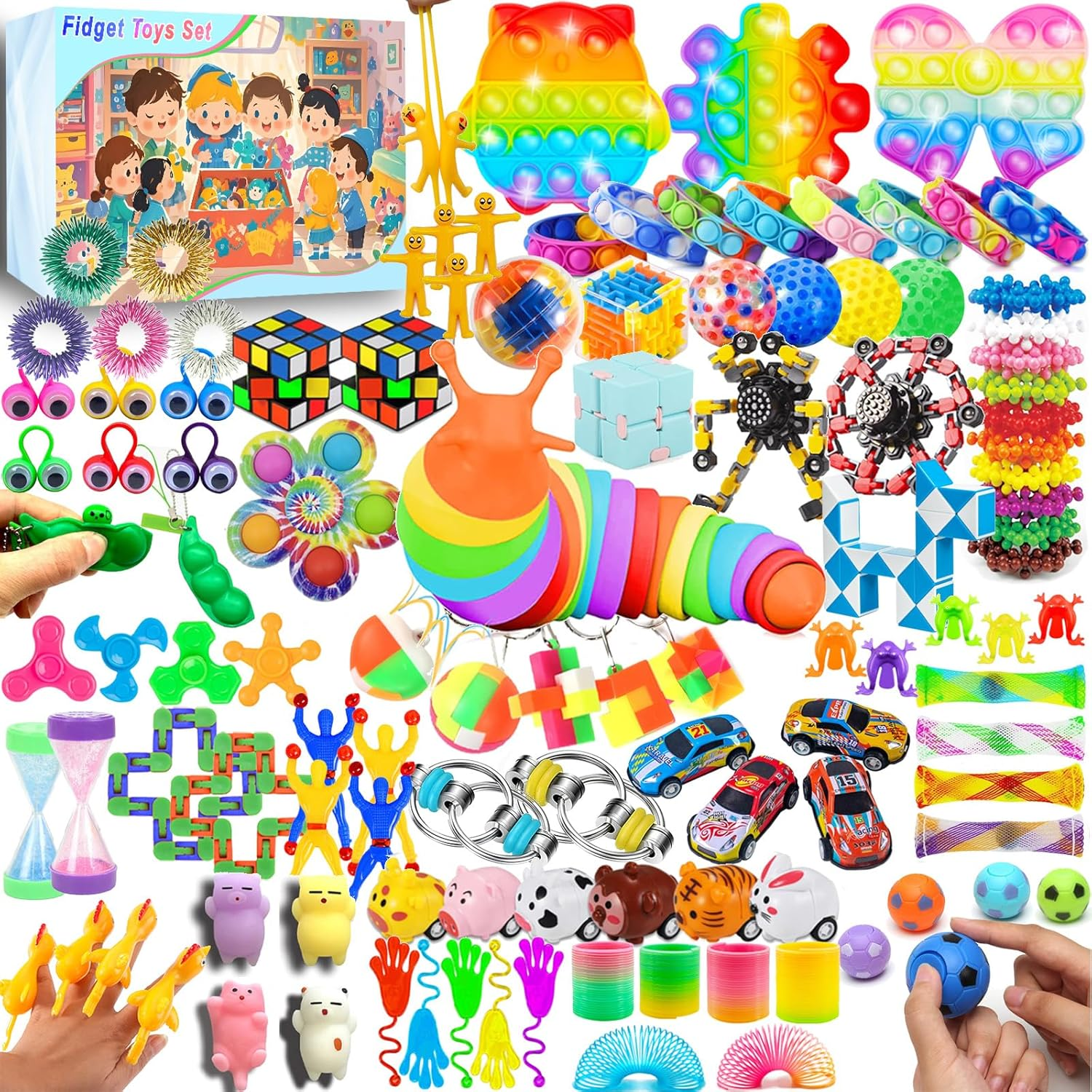 Fidget Toys Set, 110 Pcs Party Favors Stress Relief Sensory Toy Set for Kids & Adults, Goodie Bags Fillers for Kids Birthday Party, Easter Basket Stuffers, Classroom Prizes, Treasure Box Toys image number 3