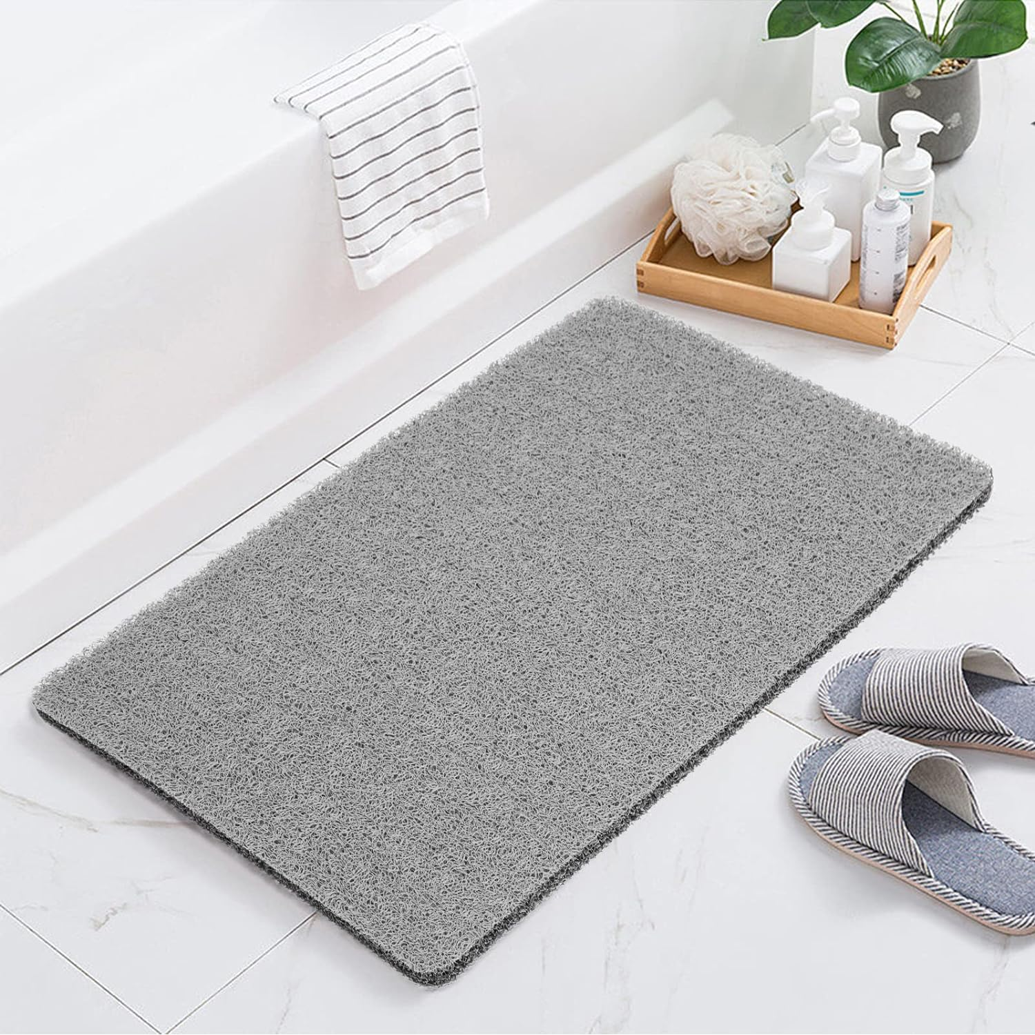 Joyhalo Soft Textured Bath, Shower, Tub Mat, 24X16 Inch, Phthalate Free, Non Slip Comfort Bathtub Mats with Drain, PVC Loofah Bathroom Mats for Wet Areas, Quick Drying image number 2
