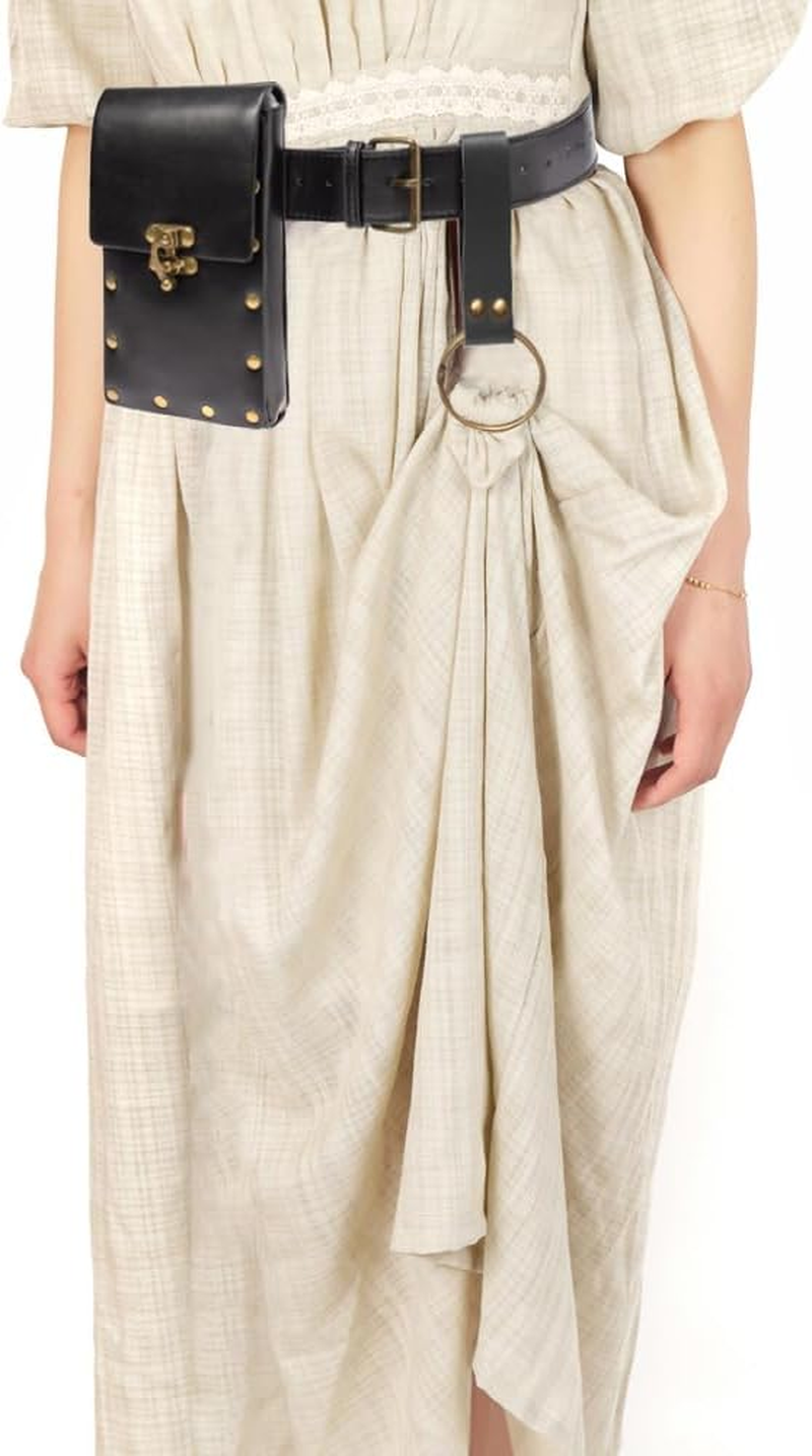 Belt Holster Comfortable Waist Bag Phone Holder Steampunk Ren Faire Costume Piece Accessories Festival Cosplay Medieval Waist Bag, 1-Black, One Size - 1-Brown image number 7