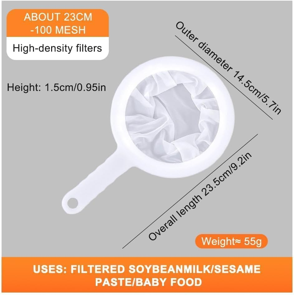 3 Pcs Fine Mesh Strainers Nylon Sieves Food Juice Strainer Yogurt Mesh Sieve Plastic Colander 100 Mesh Kitchen Colanders with Handle Mini Brine Shrim for Filtering Juice Fine Wine,Flour,Funnel Filter image number 3