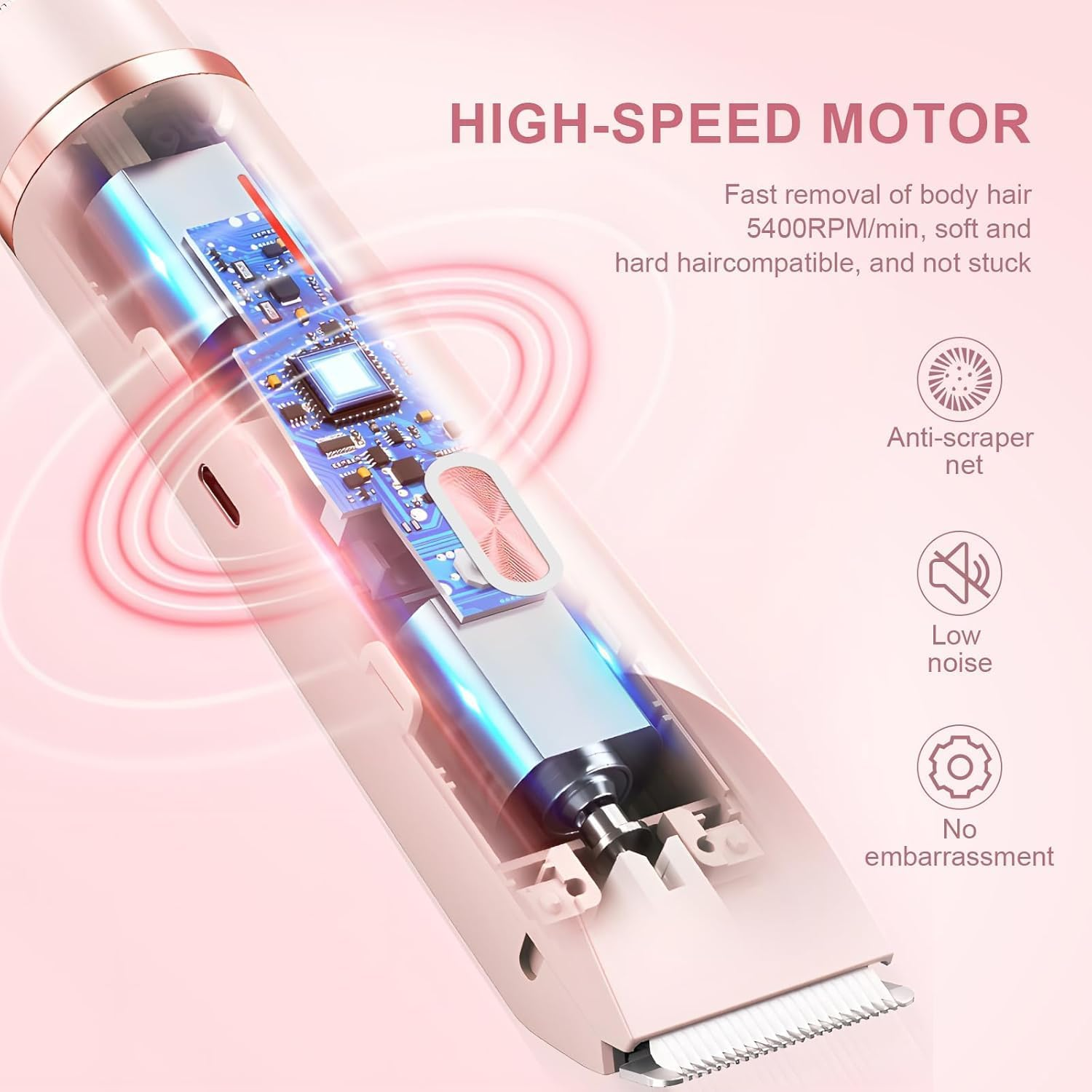 Dermave Bikini Shaver - Women'S 2-In-1 Dual-Head Cordless Electric Shaver, Silky and Painless, IPX7 Waterproof, Wet and Dry, Efficient Cleaning, Perfect for Legs, Face, Arms, Underarms - Purple image number 4