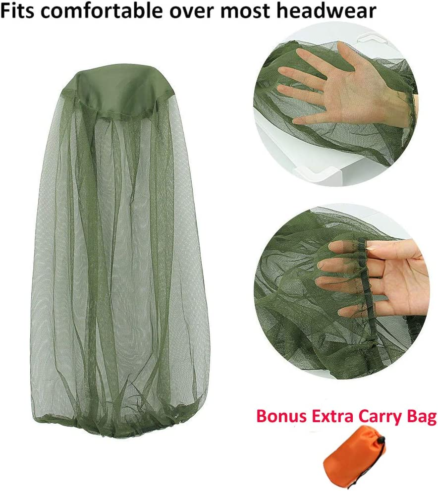2 PACK Mosquito Repellent Mesh Head Net, T Tersely Face Netting Mask for Bugs, Gnats, No See Ums and Other Insects, Protection for Any Outdoor Lover- with Two Free Carry Bags image number 6