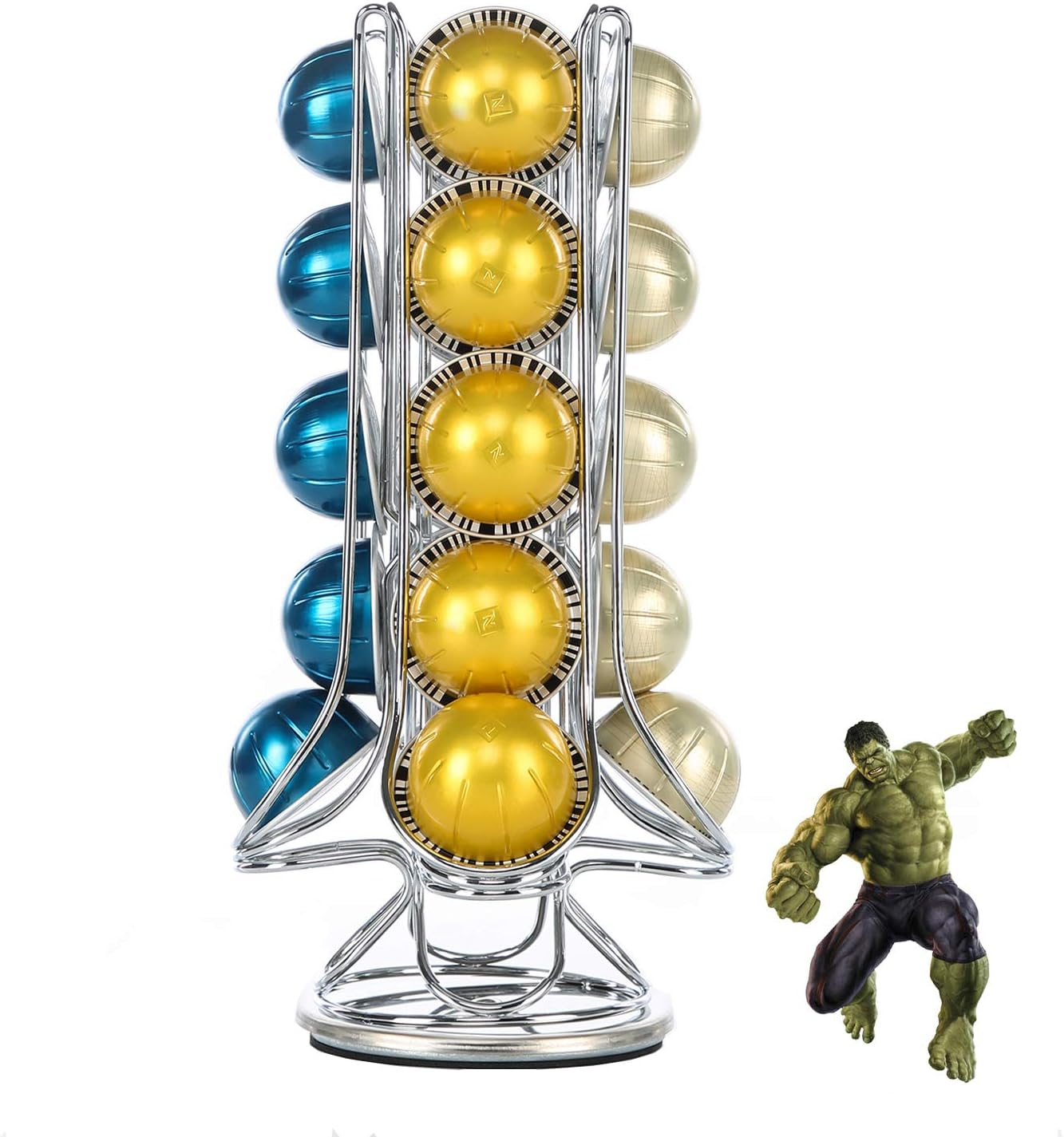 Flagship Vertuo Pod Holder Carousel Stand for Nespresso Vertuo Capsule Storage Organizer with Extra Space for Coffee Mate Silent Rolling (Vertuo 80+ Pod Storage)