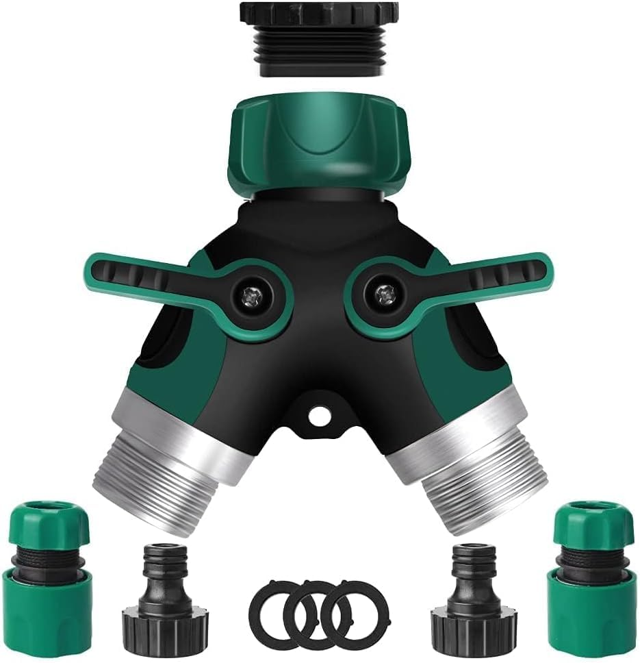 Garden Hose Splitter, 2 Way Hose Tap Connector, Hose Pipe Connector, Garden Water Pipe Connectors, Garden Hose Y-Splitter Connection with Individual On/Off Valves for Water Pipe image number 3