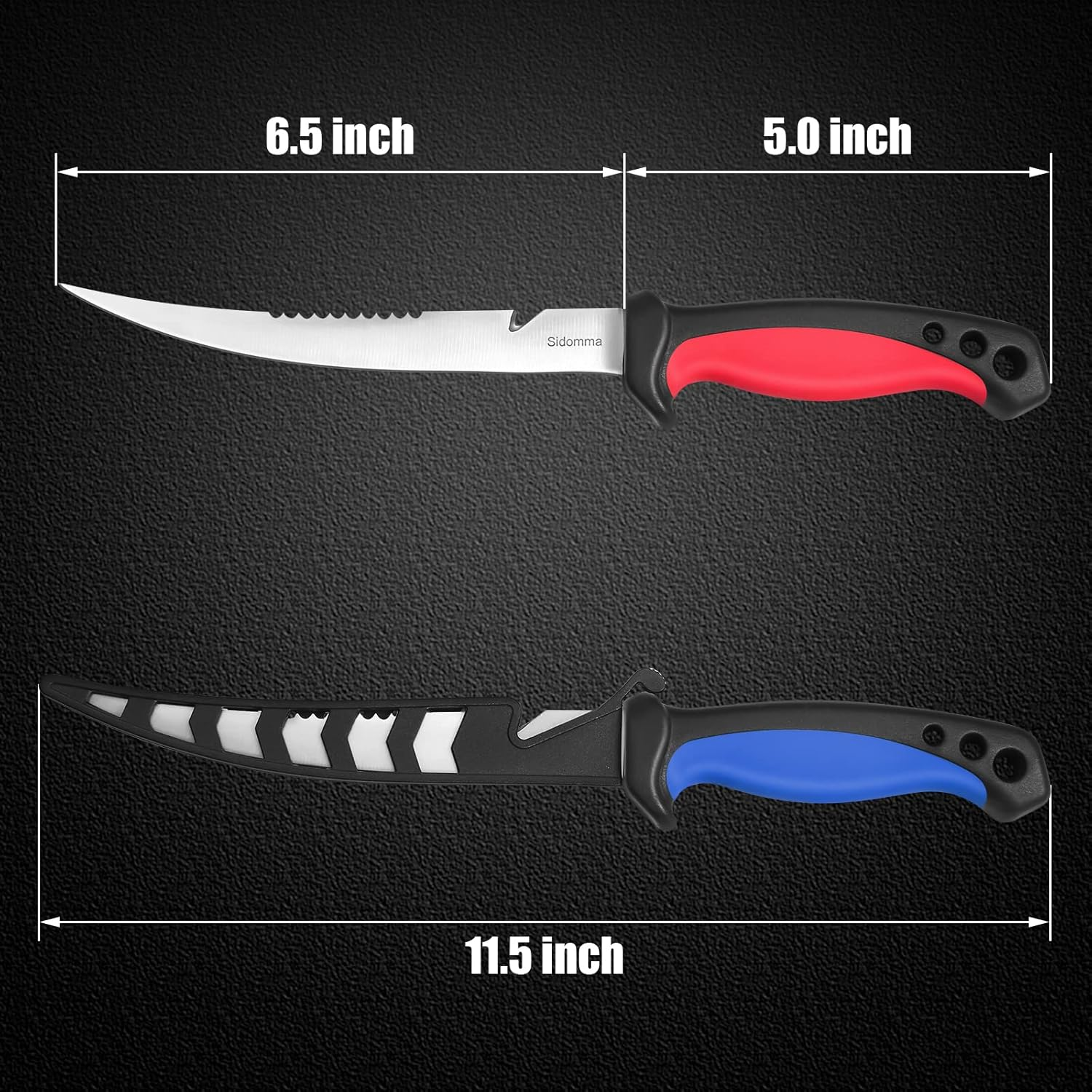 2 Pcs Fishing Fillet Knife Set Stainless Steel 6.5 Inch Pro Fish Knife for Filleting, Fishing Gear, Fishing Tool Set, Fishing Sccessories Gifts for Men image number 5