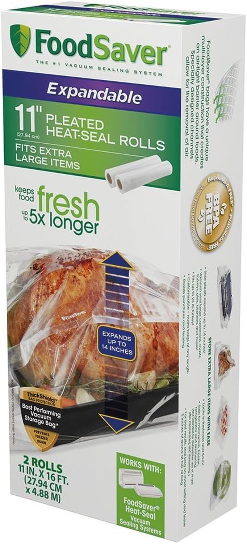 Foodsaver 11" Roll with Unique Multi Layer Construction, BPA Free, 3 Rolls per Pack image number 2