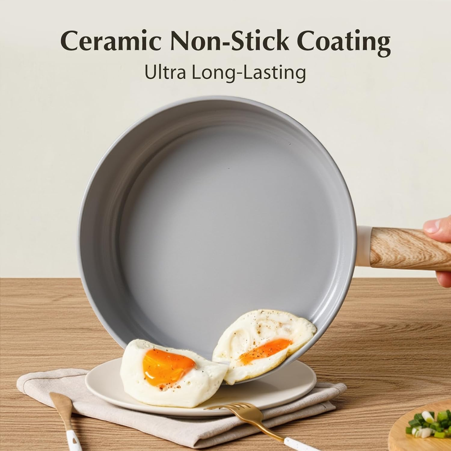 KOCH SYSTEME CS 8 Piece Pots and Pans Set, Nonstick Ceramic Cookware Set with Stay-Cool Handles, Non-Toxic Ceramic Kitchen Cooking Set, Induction Cookware, Dishwasher Safe, PFAS and PFOA Free, 8Pcs image number 3