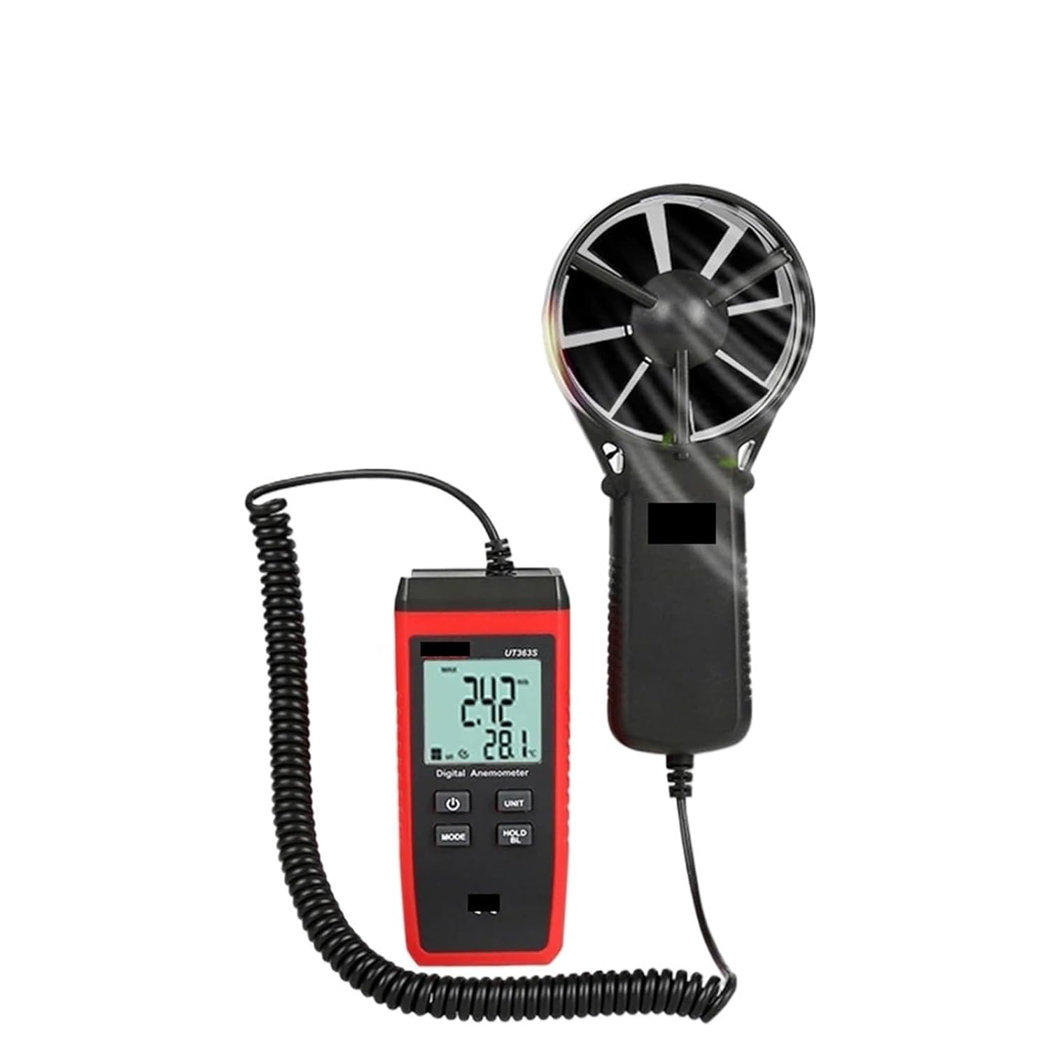 Mini Anemometer, LCD Display Air Flow Speed MAX/AVG Measurement Wind Level 1~12 Wind Speed Temperature Tester