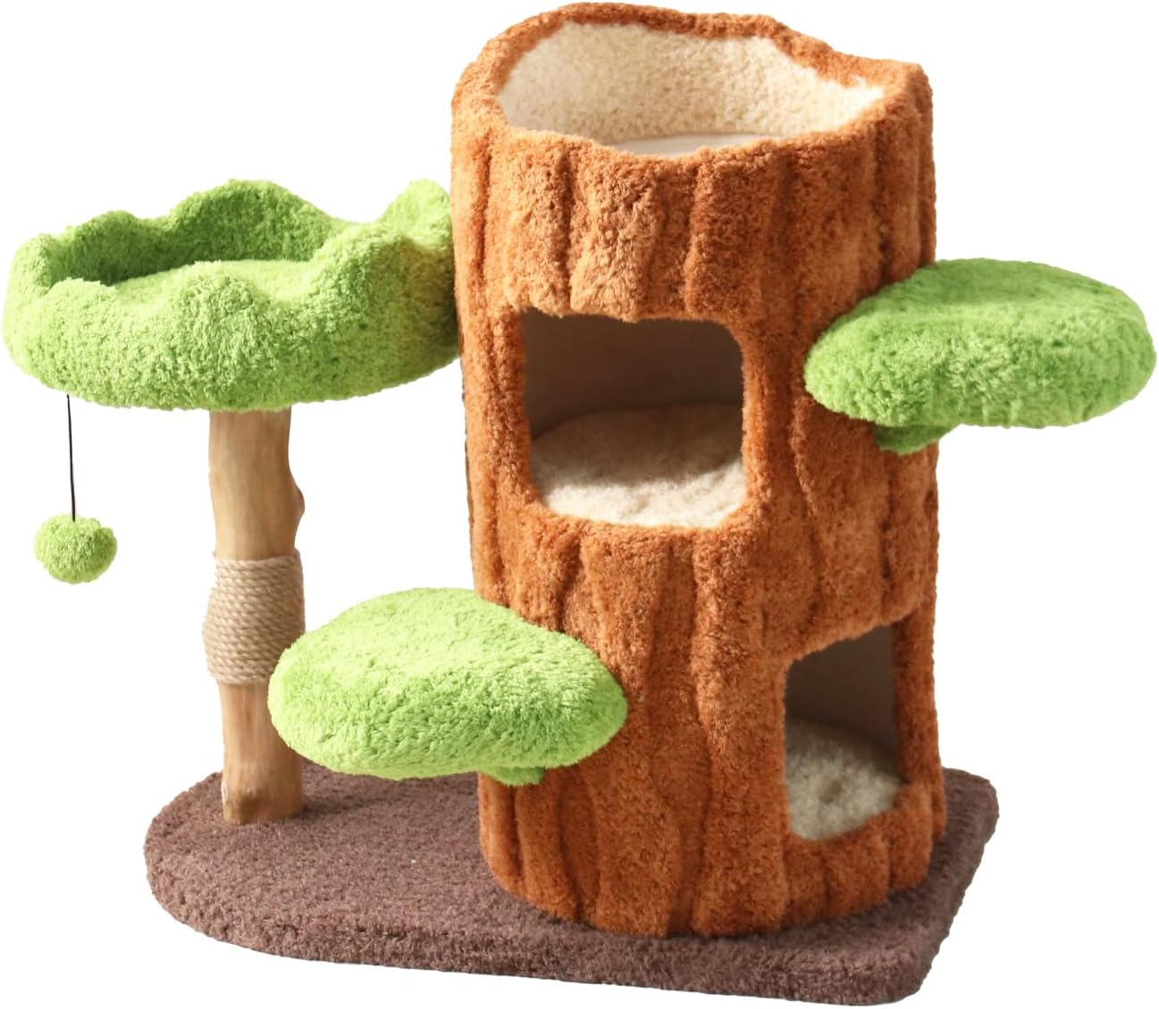 Cat Scratch Playground Tree Top Tranquil - Cat Tower, Indoor Cats, Cat House, Cat Scratcher, Green&Brown, 78Cm Height