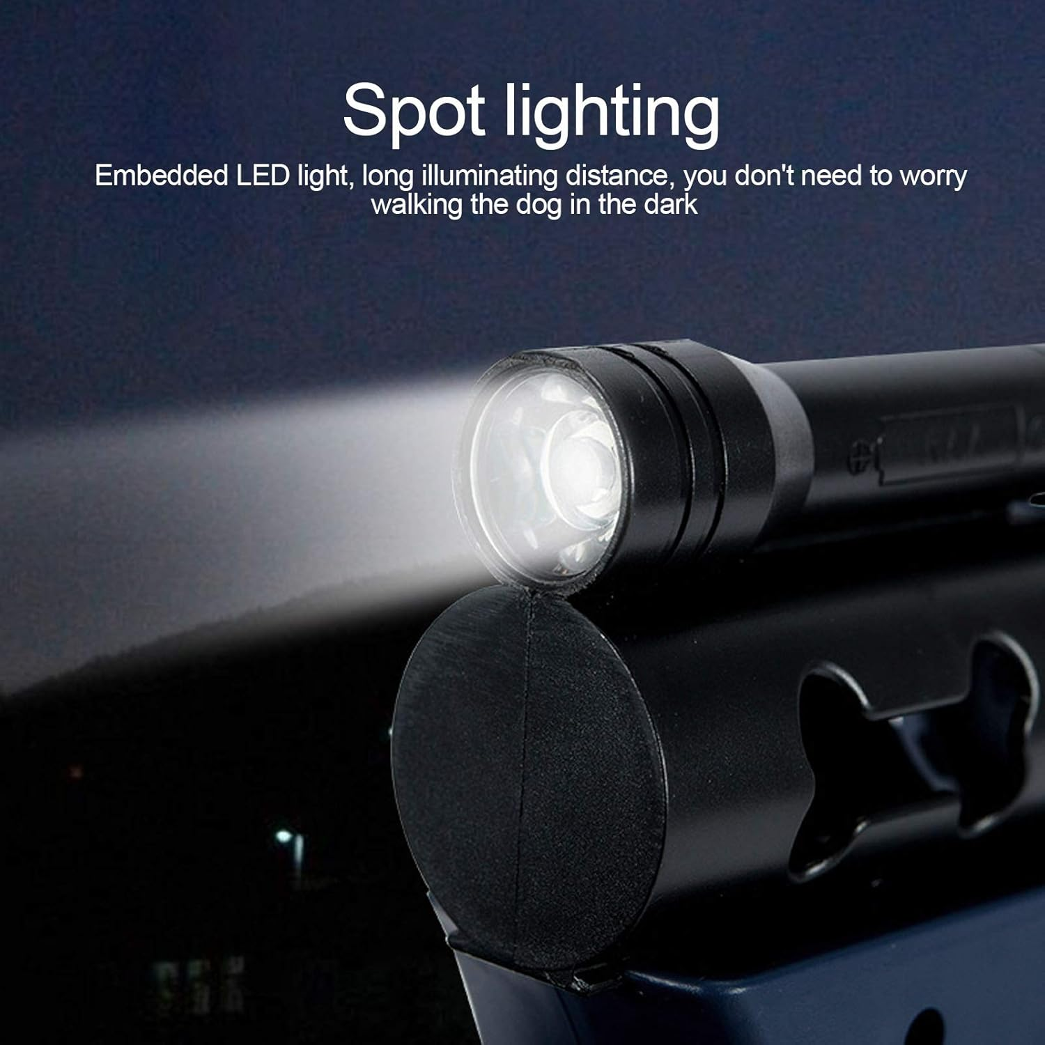 Dual Retractable Dog Leash, Double-Head Lockable Extendable Pet Leash with LED Flashlight, 9.8Ft Reflective Nylon Ribbon, 360&deg; - for Two Dogs Walking Training, up to 110 Lbs Total image number 6