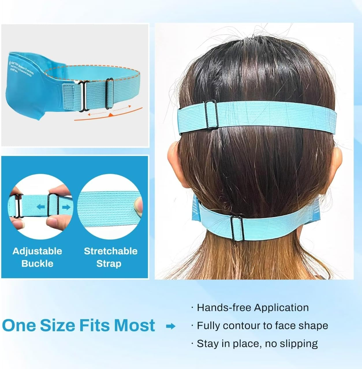 Vecozey Cooling Ice Face Mask & Gel Eye Mask Set, Dual-Sided Cooling Face and Eye Pack for Puffy Eyes, Headaches, Face Swelling, Migraines, Reusable Hot Cold Compress with Plush & Nylon Comfort Fit image number 3