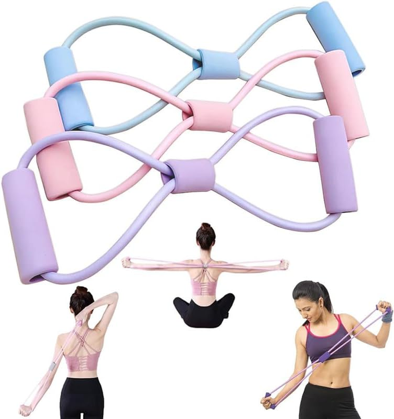 Figure 8 Resistance Band with Handle, 3Pcs Yoga Gym Fitness Pulling Ropes, Elastic Chest Expander with Non-Slip Grip, 8 Shaped Resistance Bands for Arms or Shoulders image number 3