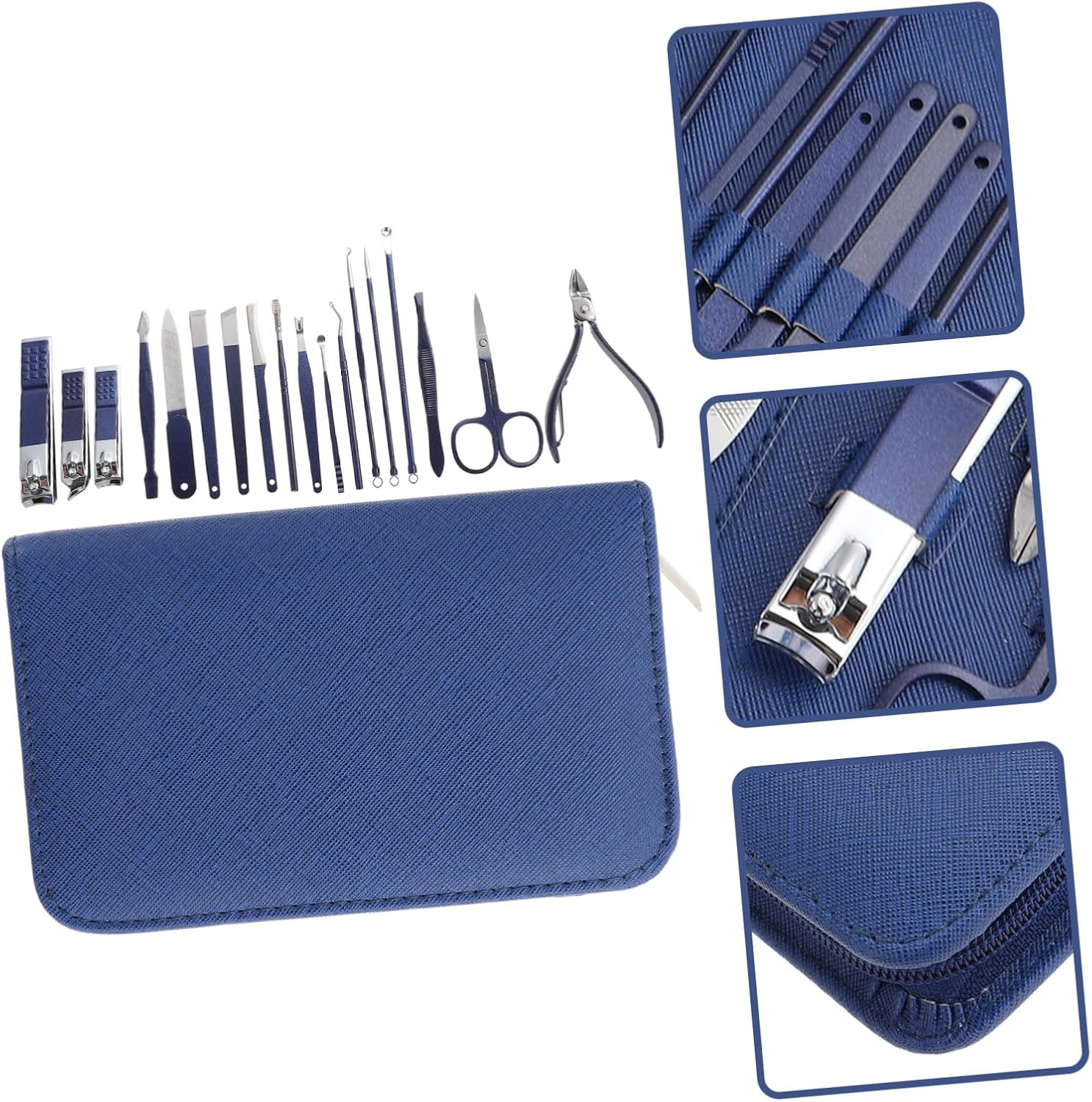 SOLUSTRE Stainless Steel Multi-Function Manicure Pedicure Set 18Pcs Household Nail Clippers Grooming Kit with Tool Case for Professional Hand and Foot Care image number 2