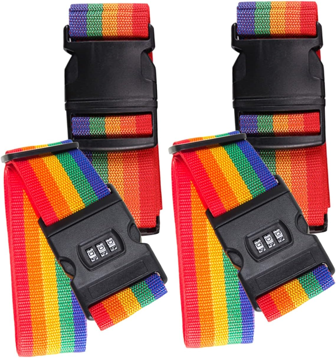 WATIIFUFU 4Pcs Adjustable Luggage Straps for Suitcases Tie down Cam Straps for Travel Duffel Bag Rainbow Colors image number 3