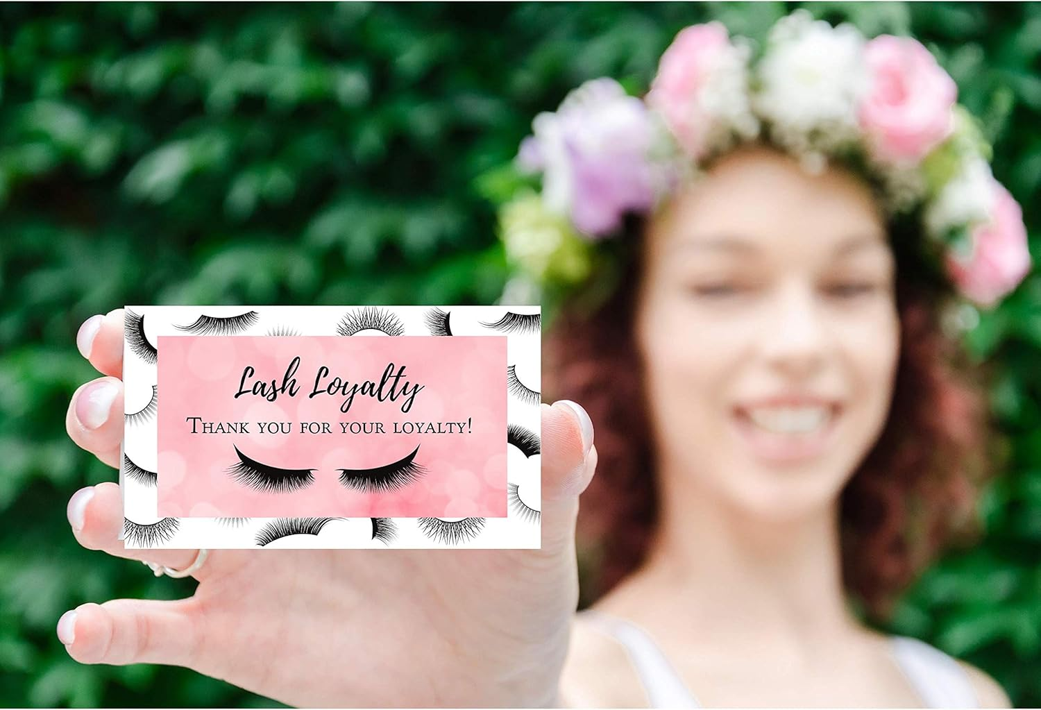 Lash Extension Aftercare Instructions Card | 100 Pack | Size 3.5X2" Inches after Care (2-3 Week Fillers) | False Lash Print with Bubbly Pink Inlay Design (Lash Extension Loyalty 250Pk) image number 3