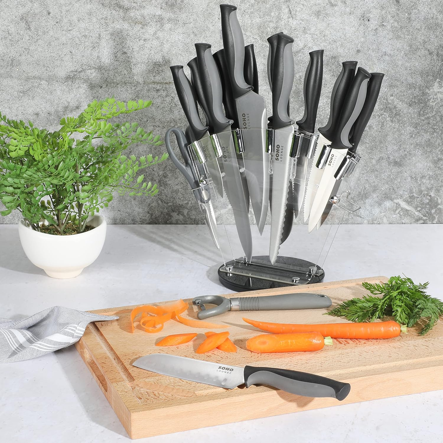 Gibson Soho Lounge 16 Piece Stainless Steel Kitchen Knife Set W/Acrylic Stand image number 5