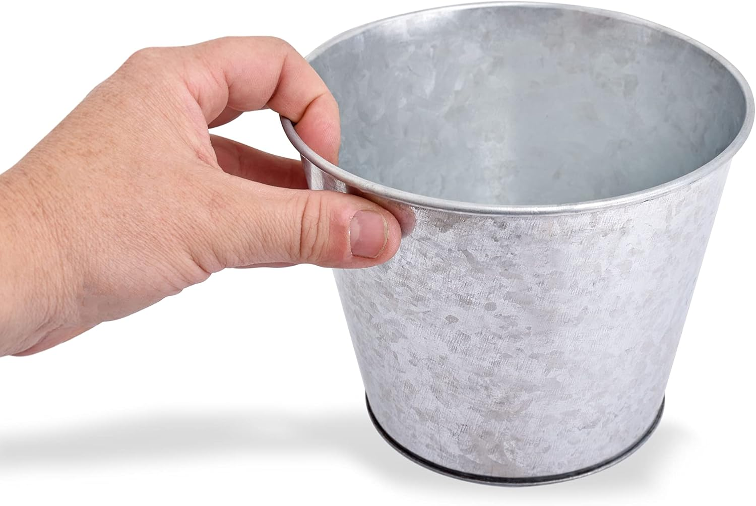 Katai Galvanized Metal Buckets - 6 Pack - Steel Planter Pots for Flowers, Plants, Decor, Home Organization, Weddings - Complete with 6 Labels