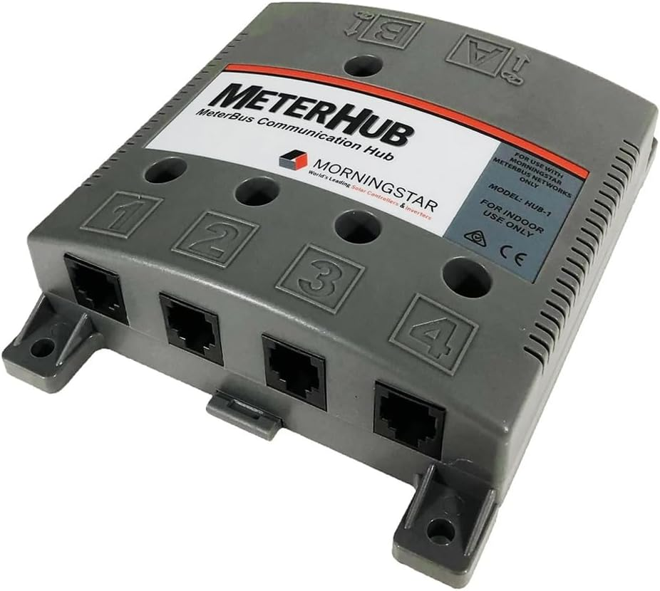 Morningstar Meterhub (HUB-1) - Enables up to 15 Morningstar Products, Meters, and Accessories to Connect over a Single Meterbus Network - Wall or DIN Rail Mounting, Features 5 Status LED Indicators image number 4