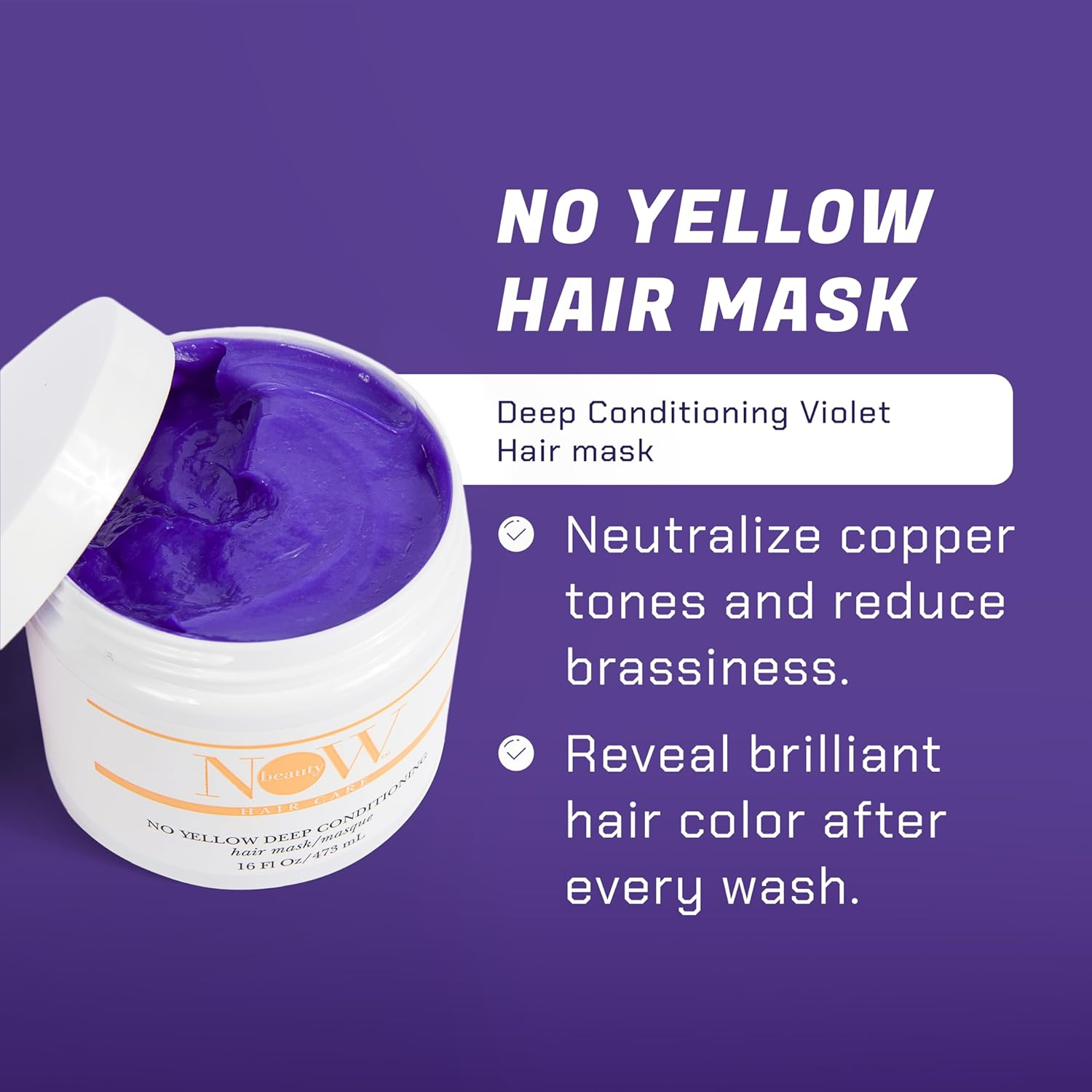 Now Beauty No Yellow Deep Conditioning Hair Mask for Unisex 16 Oz Masque