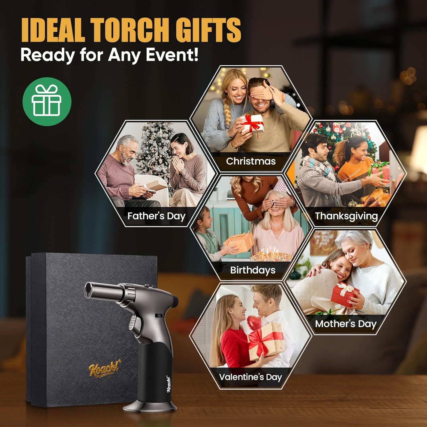 KOACKL Dual Flame Metal Blow Torch, Refillable Butane Torch, Adjustable Flame with Ignition Lock Mini Torch Lighter for Cooking, Creme Brulee, Soldering, Welding (Butane Gas Not Included) image number 1